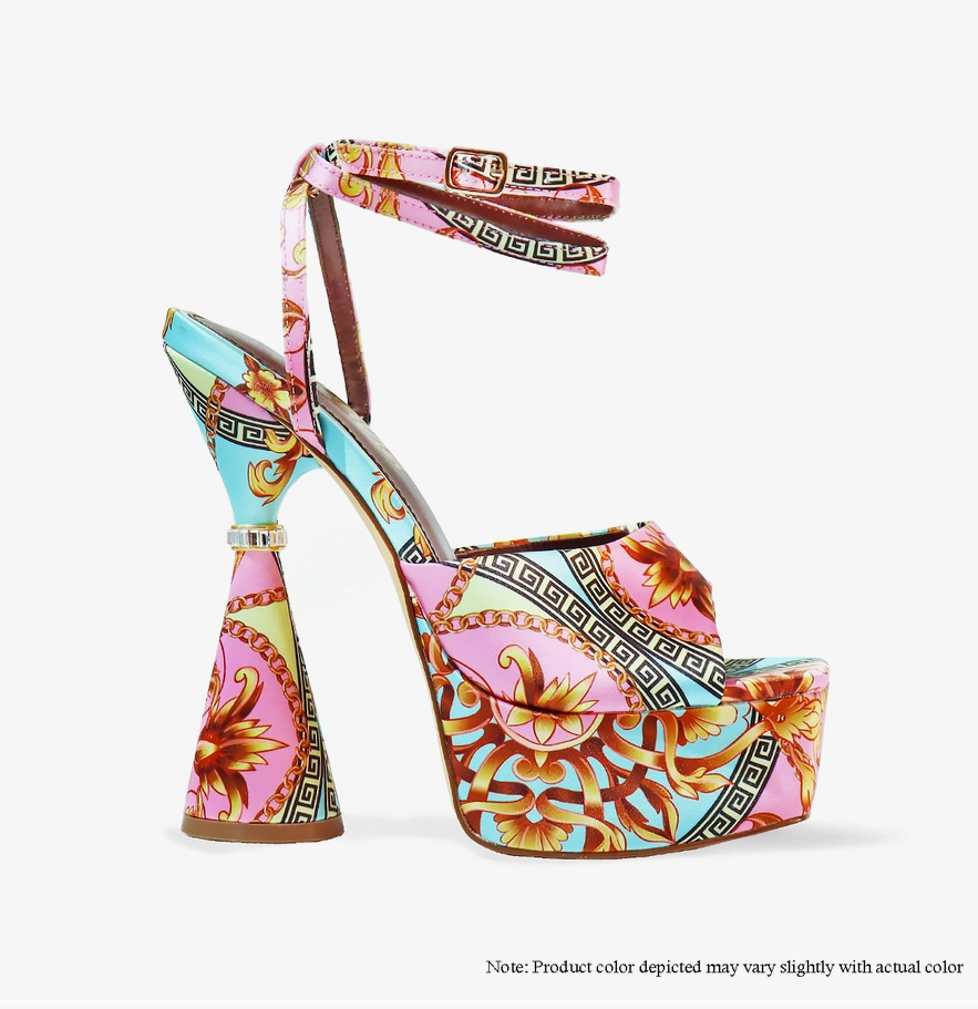 AUSTRALA-2 PLATFORM CONE HEEL W/ RHINESTONE RING - PKMT