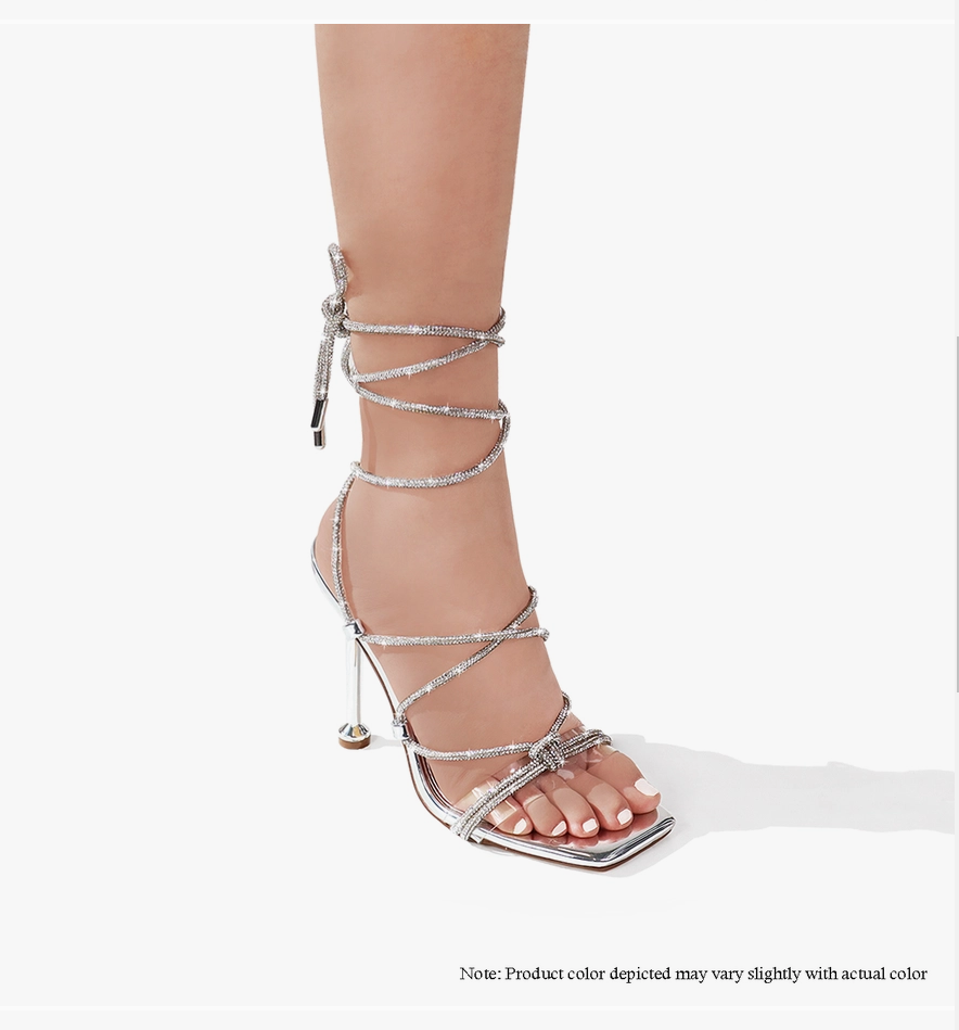 ZIONT-24 DRAWSTRING DESIGN HEELS - SILVER