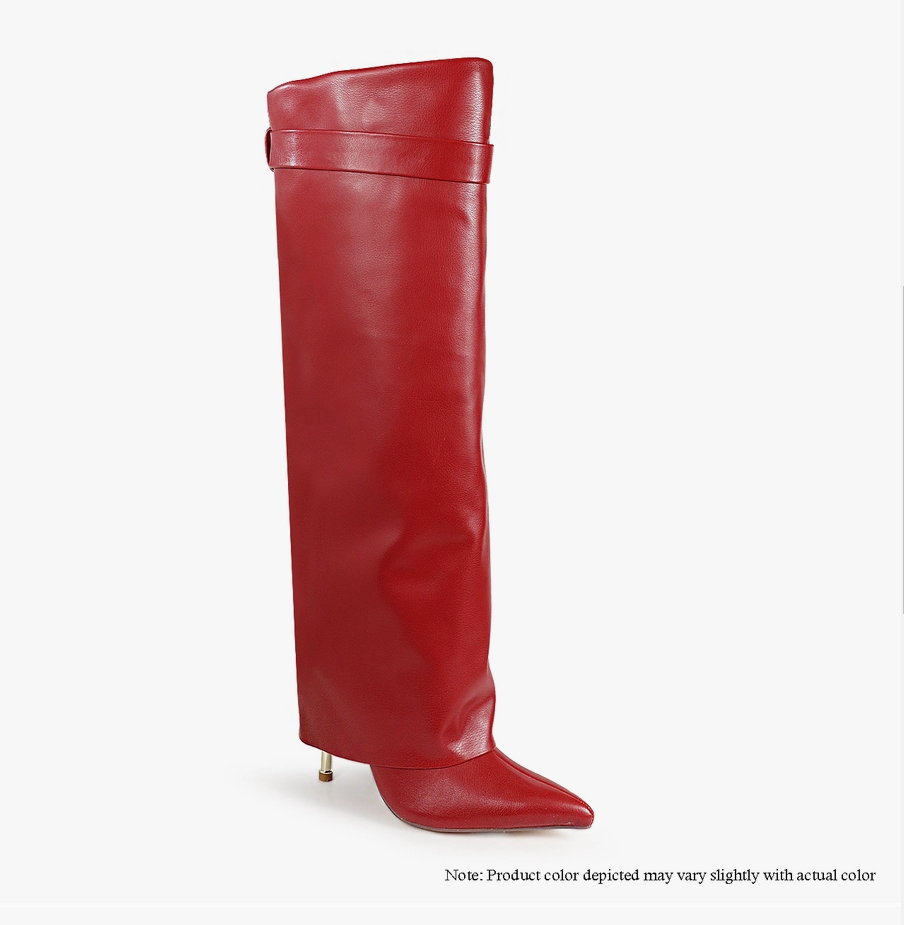 BANKS-101 FOLDED SHAFT DRAPE POINTED BOOTS - MAROON