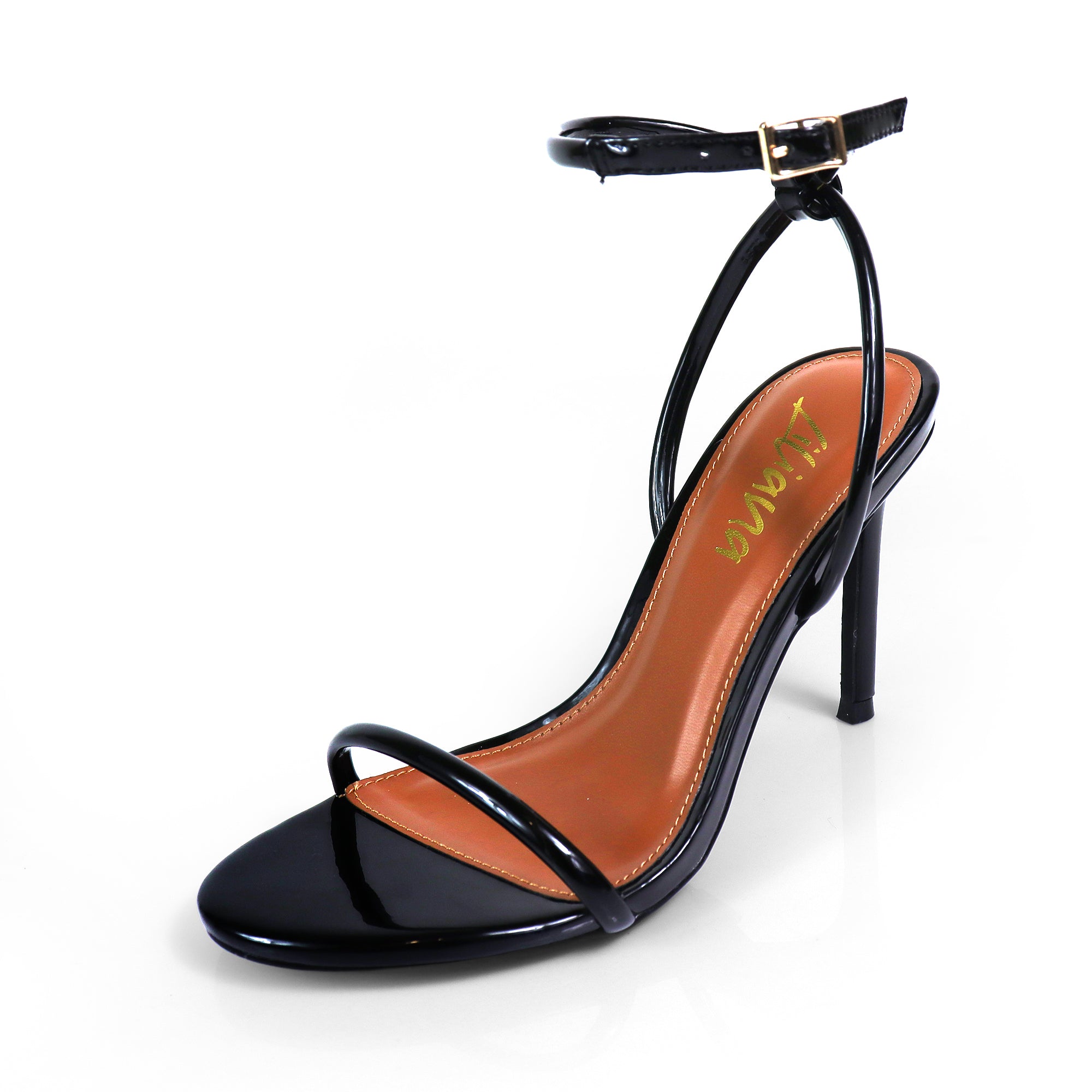 ABRANA-1 ANKLE STRAP SINGLE SOLE HEEL BLACK