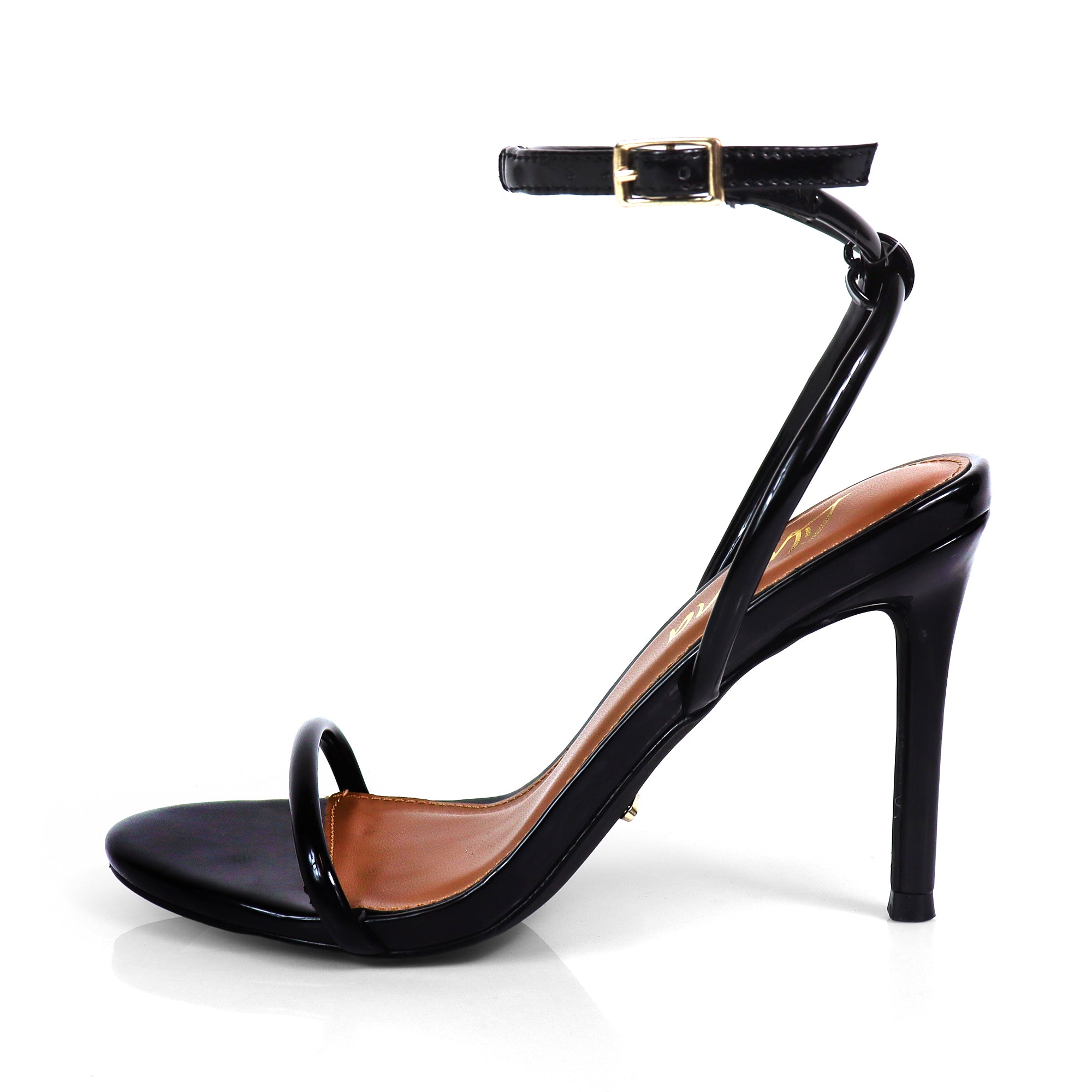 ABRANA-1 ANKLE STRAP SINGLE SOLE HEEL BLACK