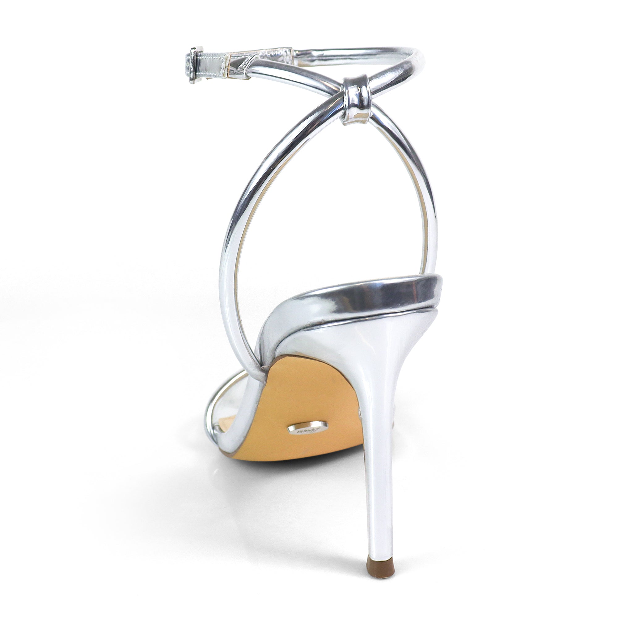 ABRANA-1 ANKLE STRAP SINGLE SOLE HEEL SILVER