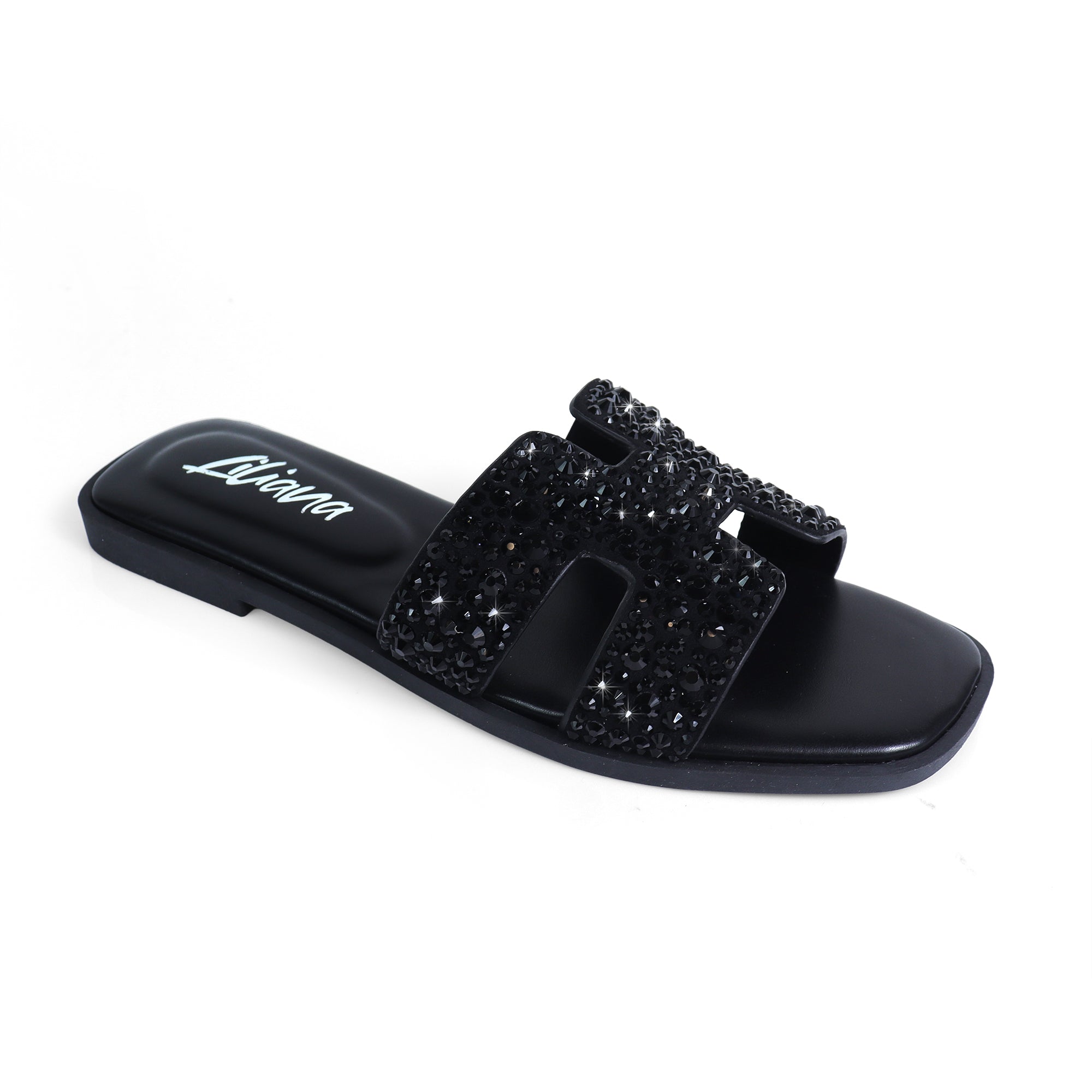 ADA-2 RHINESTONE COMFORT SLIDE BLACK