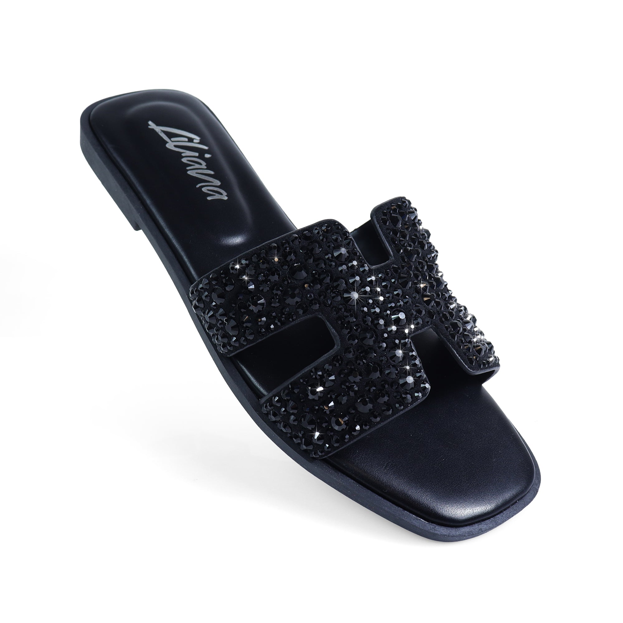 ADA-2 RHINESTONE COMFORT SLIDE BLACK