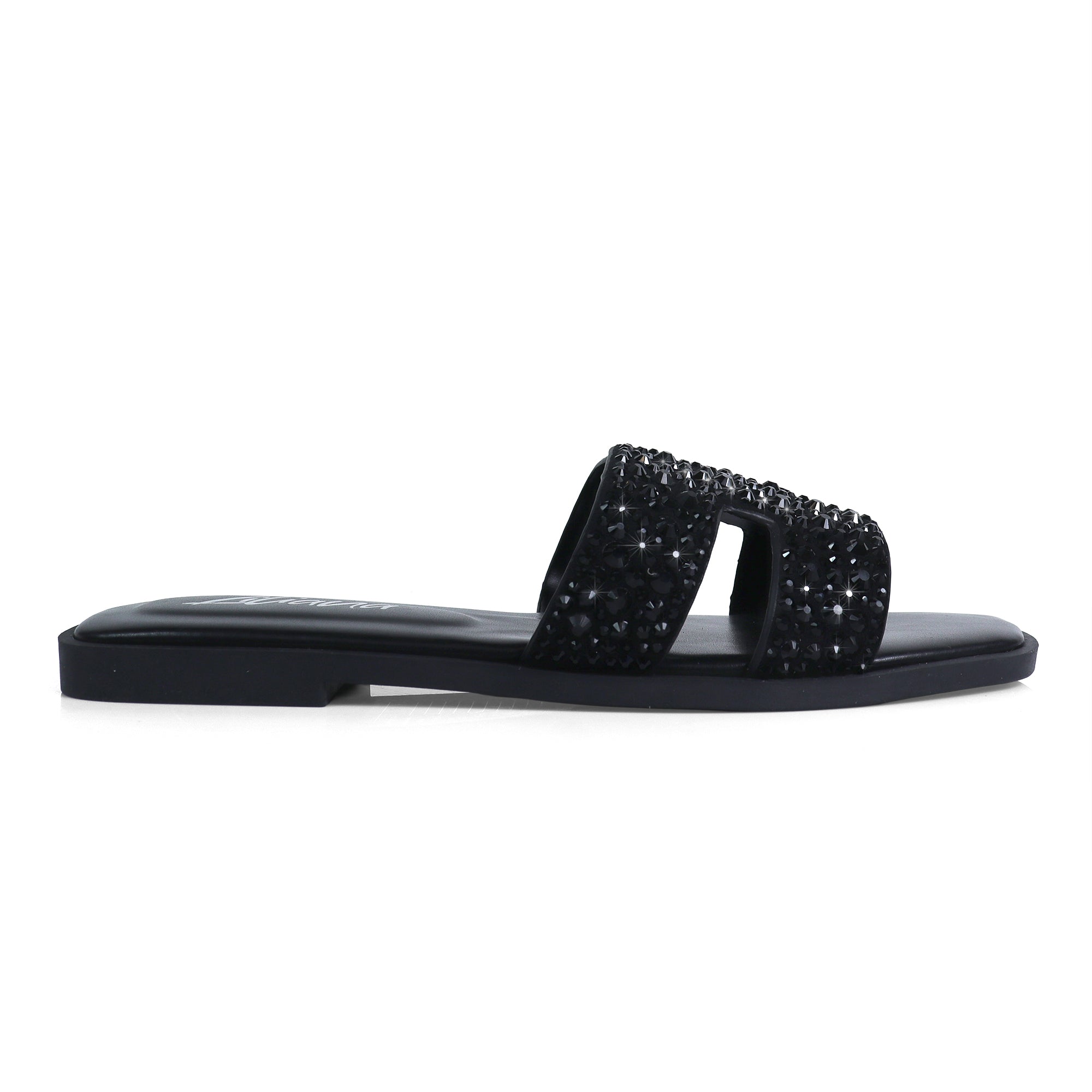 ADA-2 RHINESTONE COMFORT SLIDE BLACK