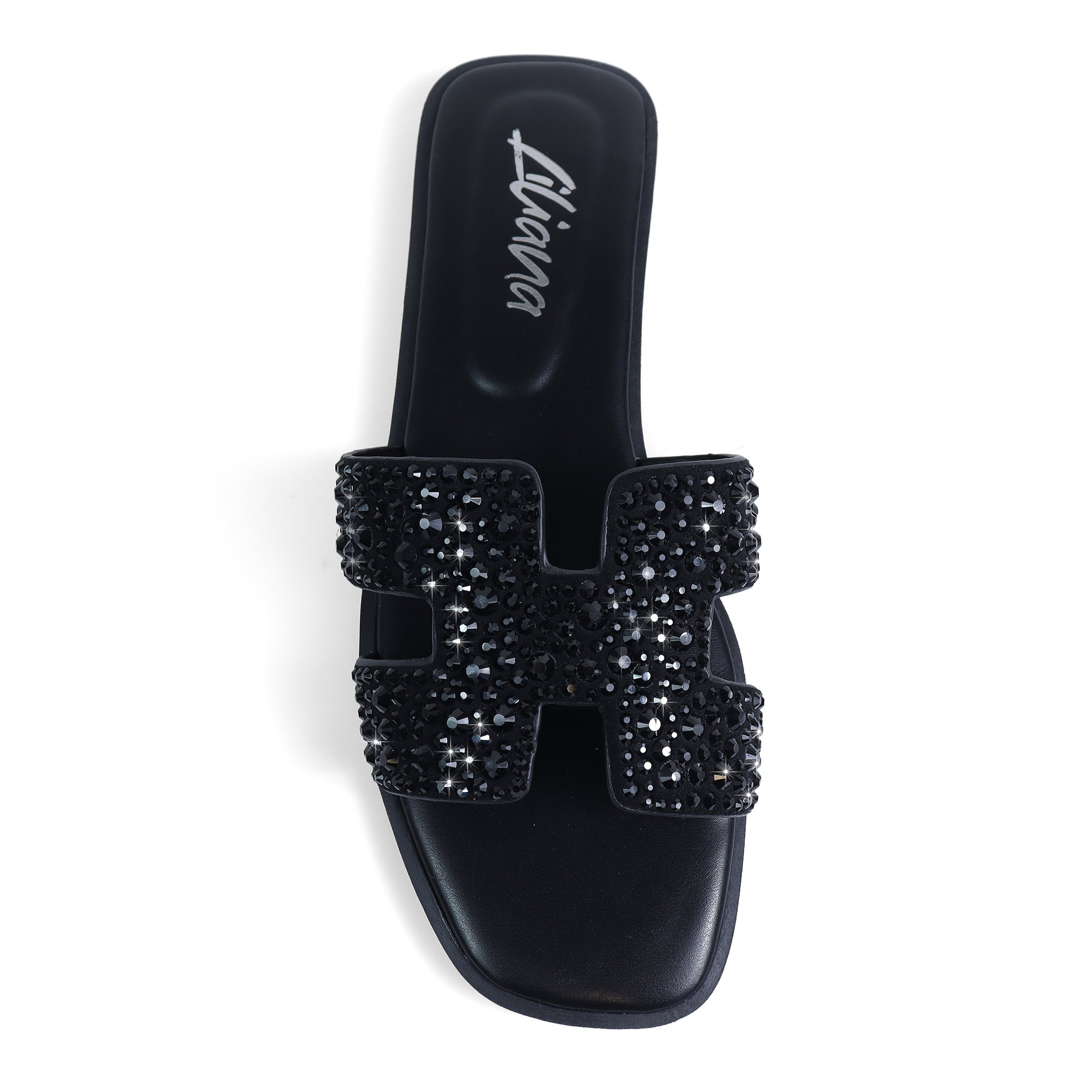 ADA-2 RHINESTONE COMFORT SLIDE BLACK