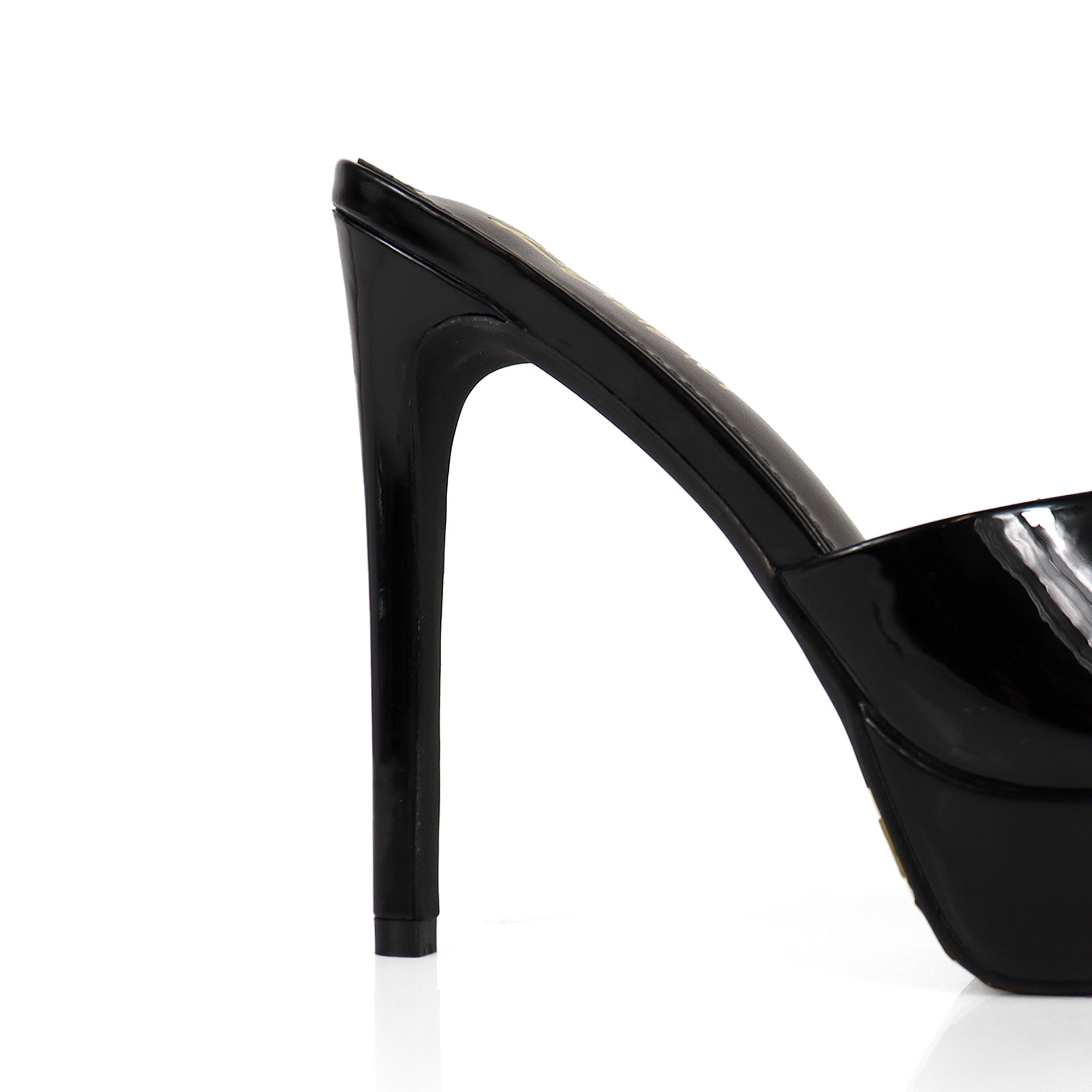 ADELINA-1  POINTED TOE PLATFORM MULE W HEEL BLACK