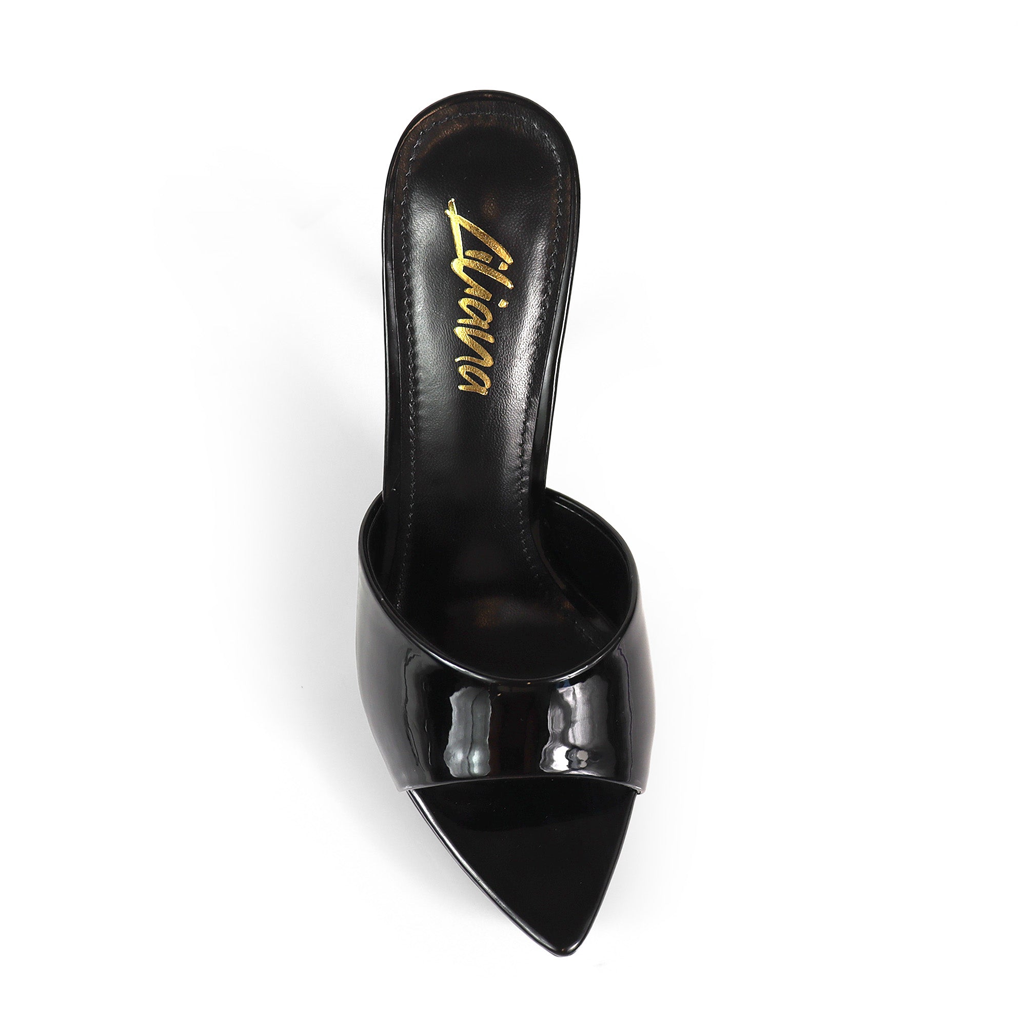 ADELINA-1  POINTED TOE PLATFORM MULE W HEEL BLACK