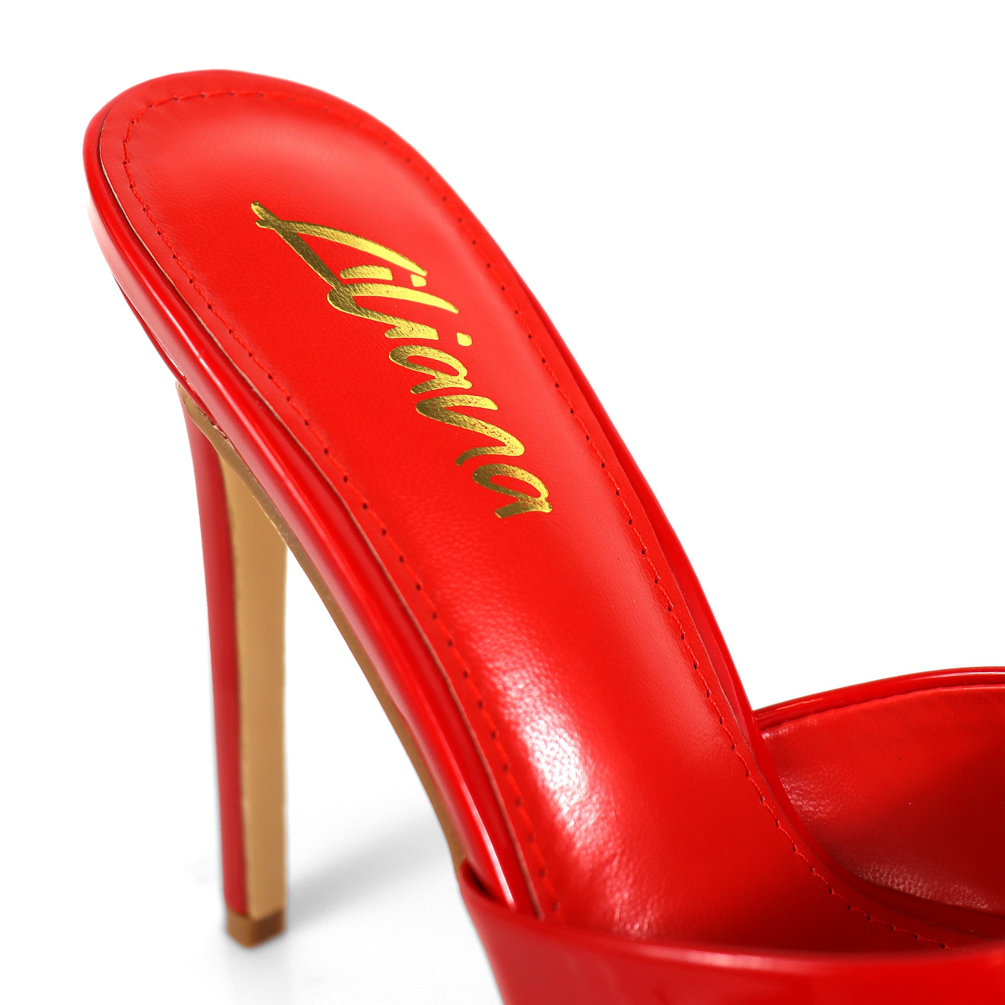ADELINA-1  POINTED TOE PLATFORM MULE W HEEL RED