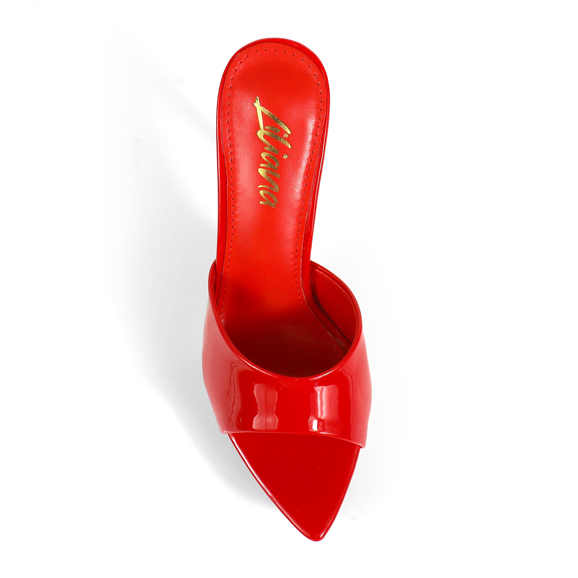 ADELINA-1  POINTED TOE PLATFORM MULE W HEEL RED