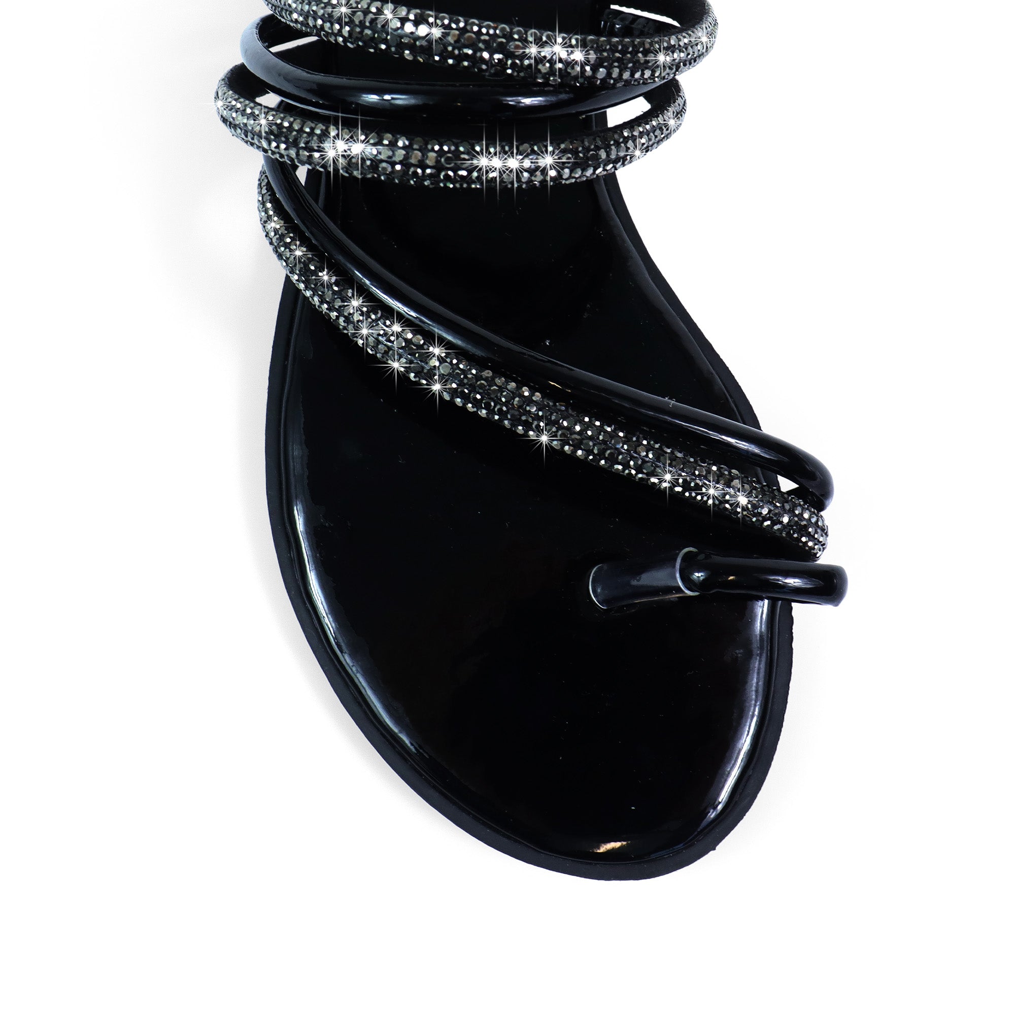 ADOREE-1 RHINESTONE SANDAL TOE RING BLACK