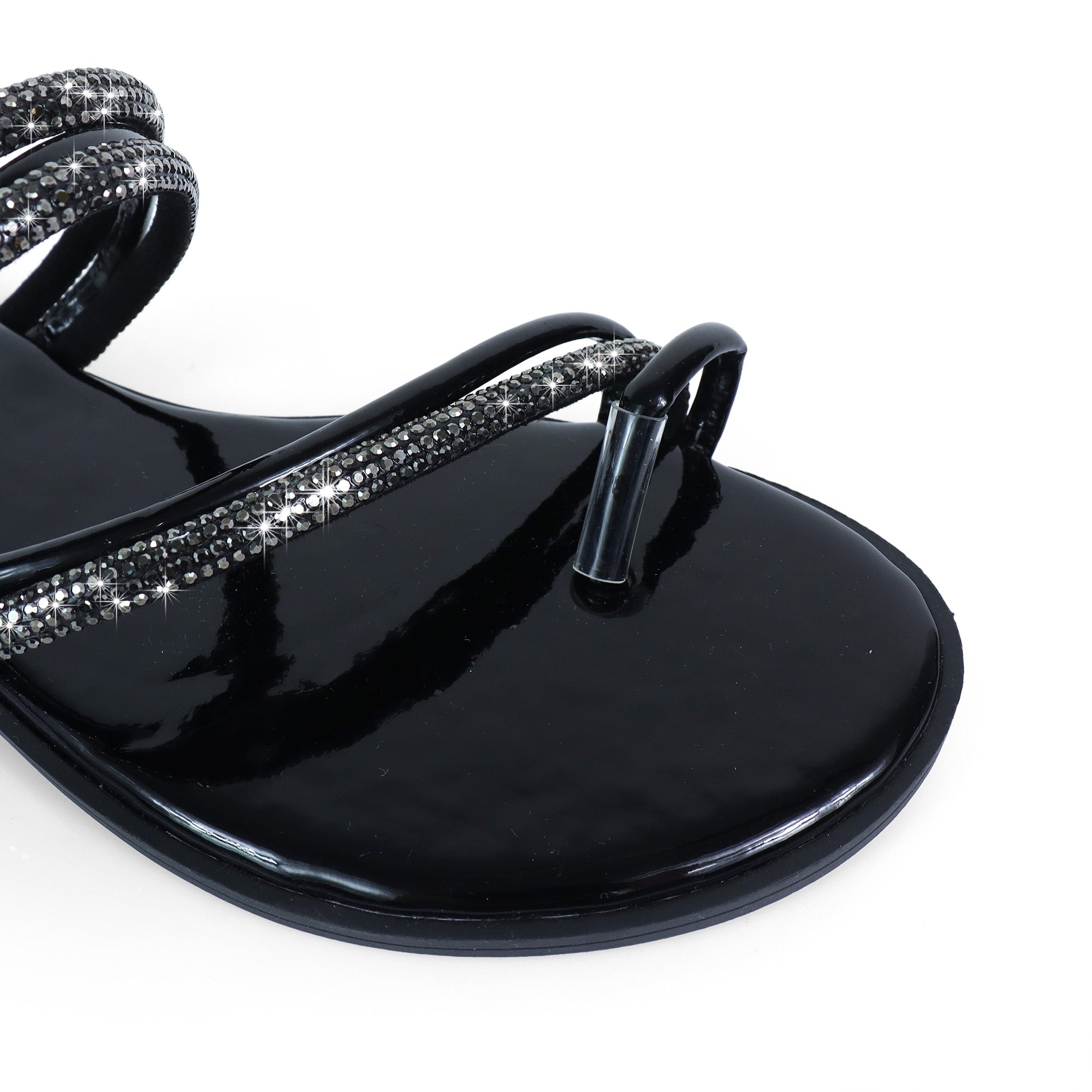 ADOREE-1 RHINESTONE SANDAL TOE RING BLACK