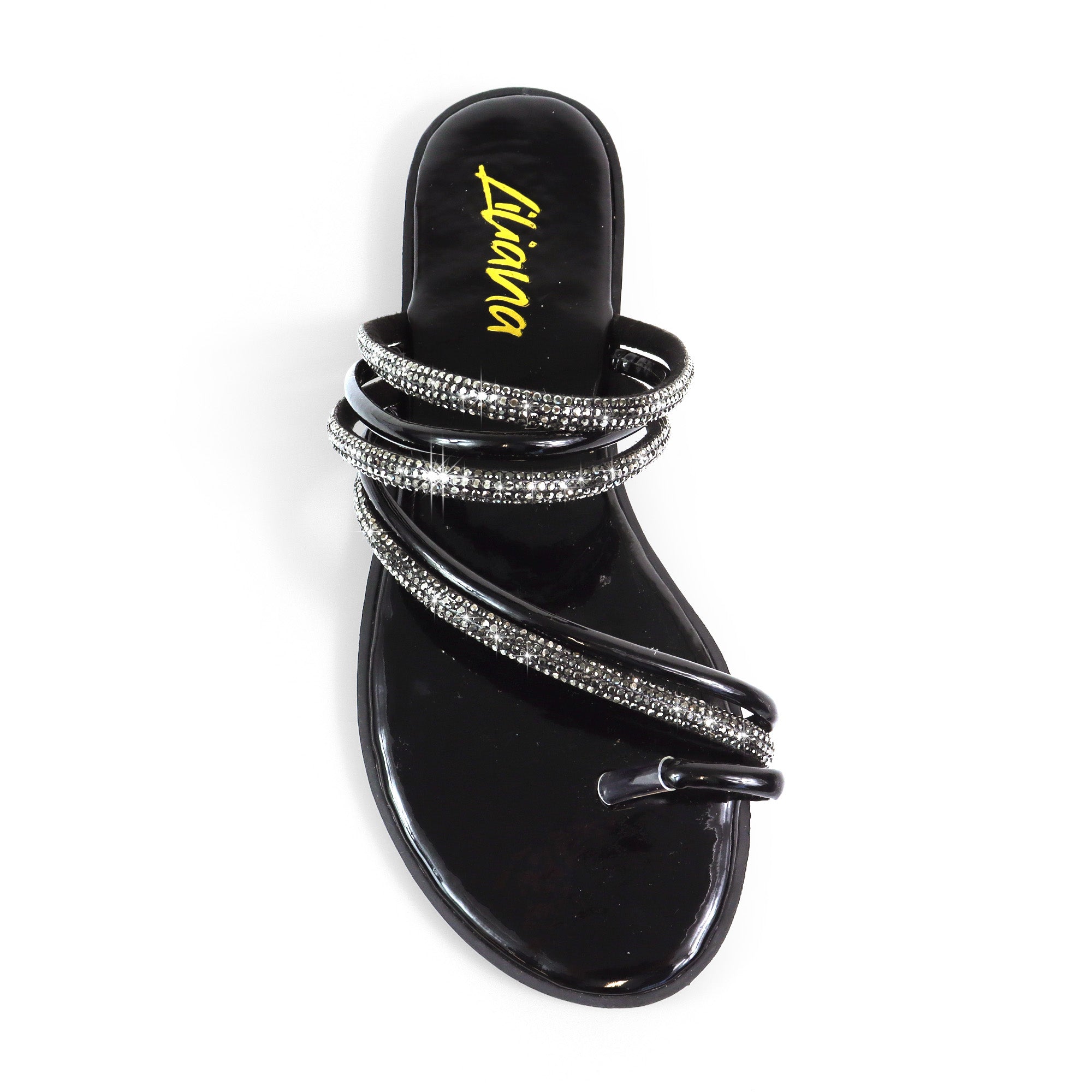 ADOREE-1 RHINESTONE SANDAL TOE RING BLACK