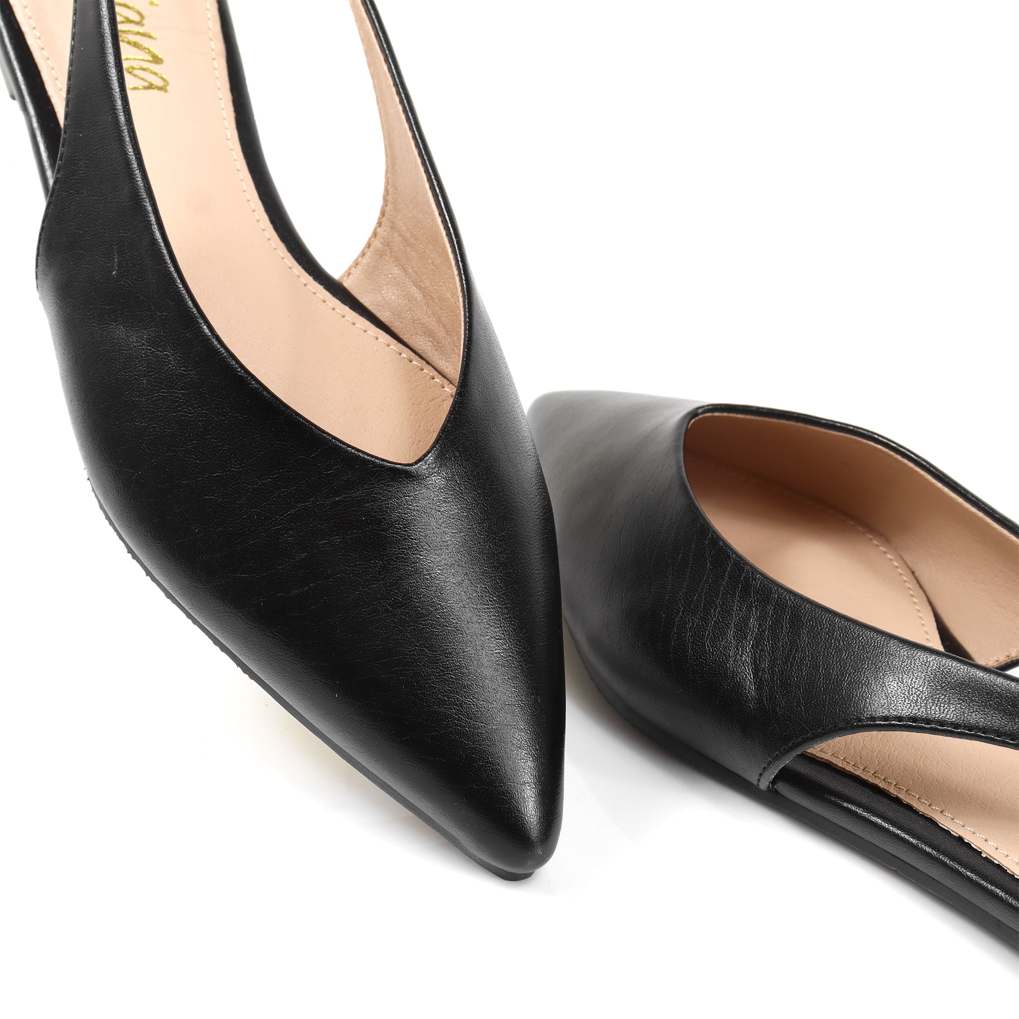 ADRIANA-1 CLOSED POINTED TOE SLINGBACK FLATS BLACK