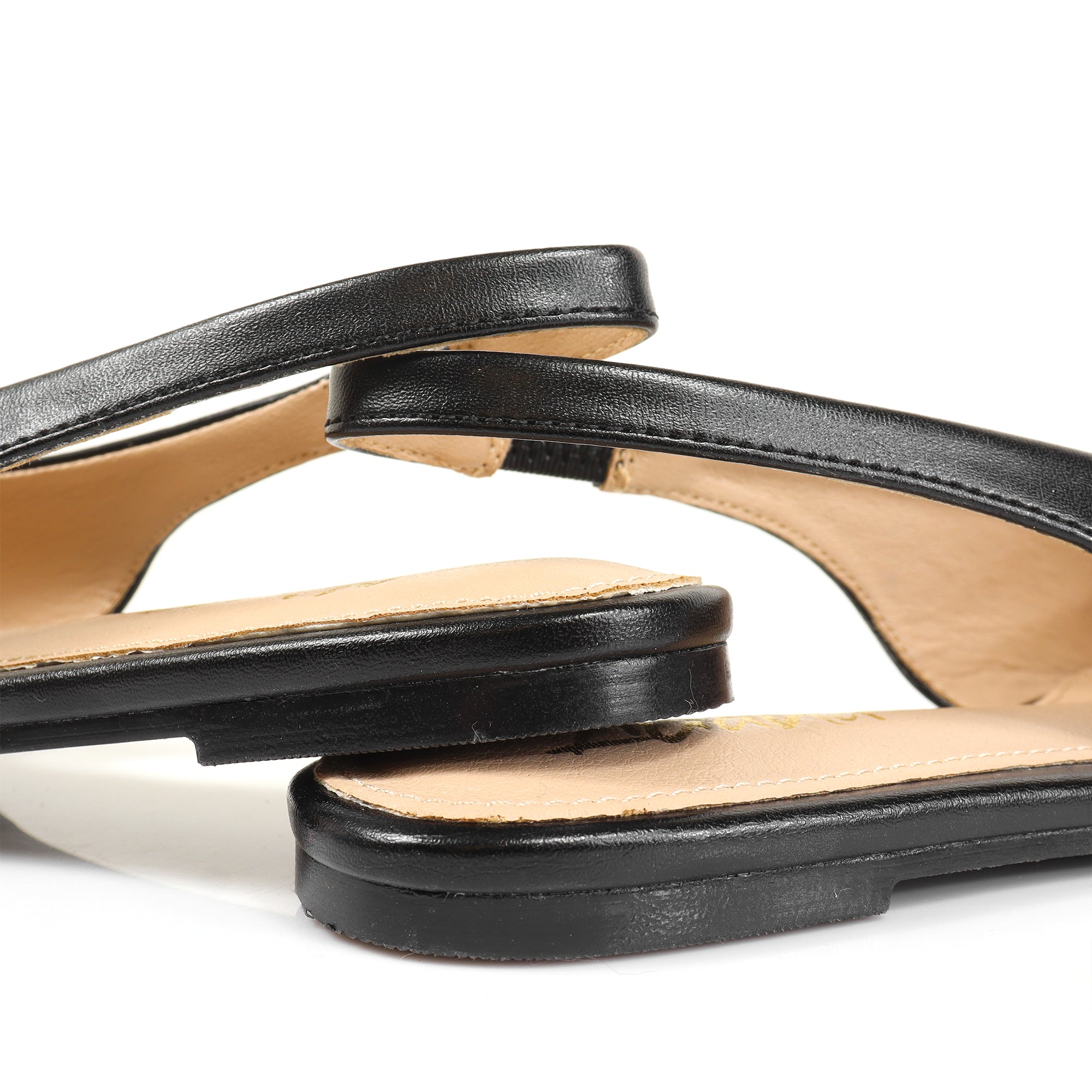 ADRIANA-1 CLOSED POINTED TOE SLINGBACK FLATS BLACK