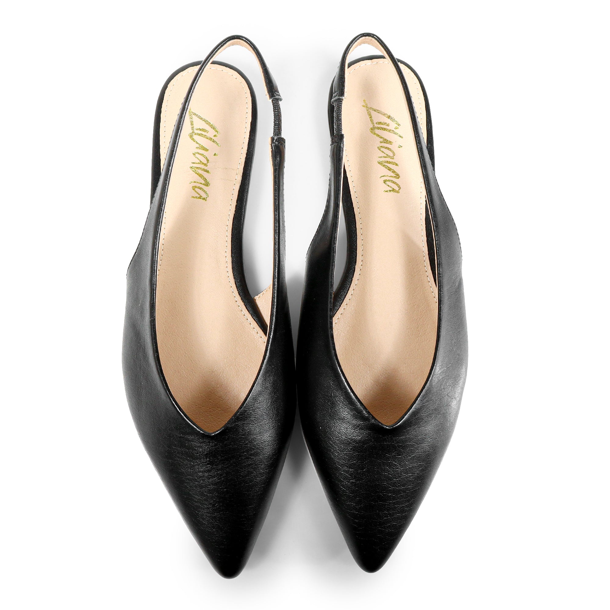 ADRIANA-1 CLOSED POINTED TOE SLINGBACK FLATS BLACK