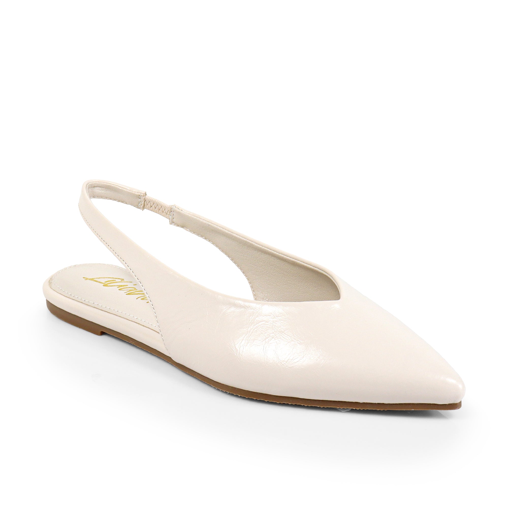 ADRIANA-1 CLOSED POINTED TOE SLINGBACK FLATS IVORY