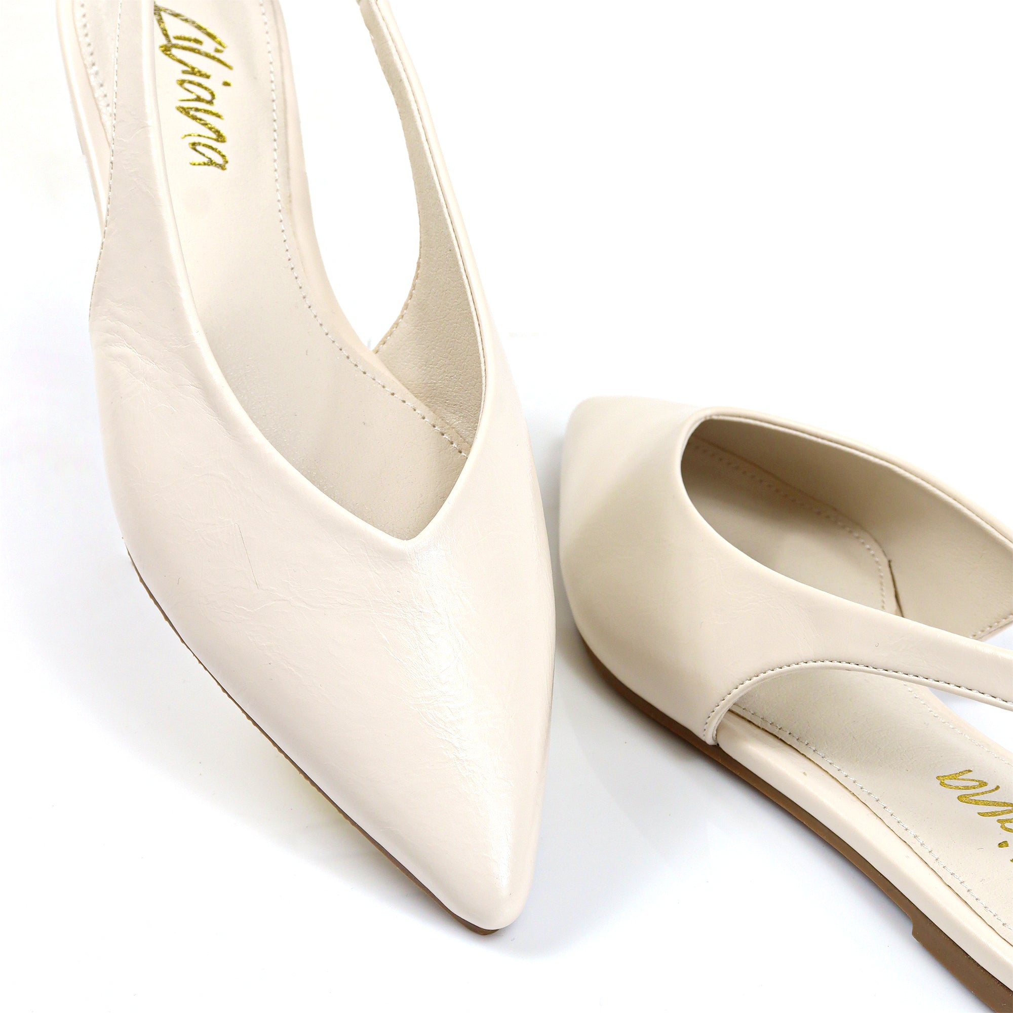 ADRIANA-1 CLOSED POINTED TOE SLINGBACK FLATS IVORY