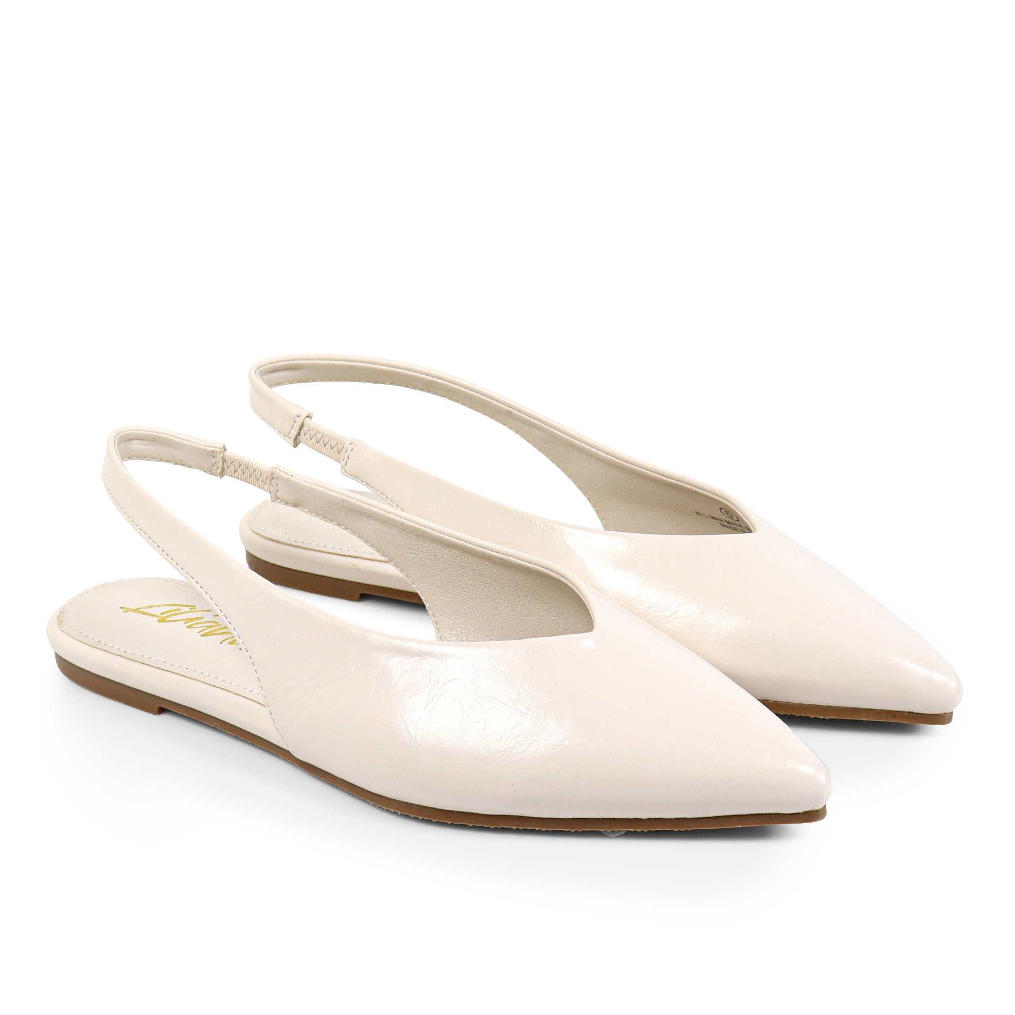 ADRIANA-1 CLOSED POINTED TOE SLINGBACK FLATS IVORY