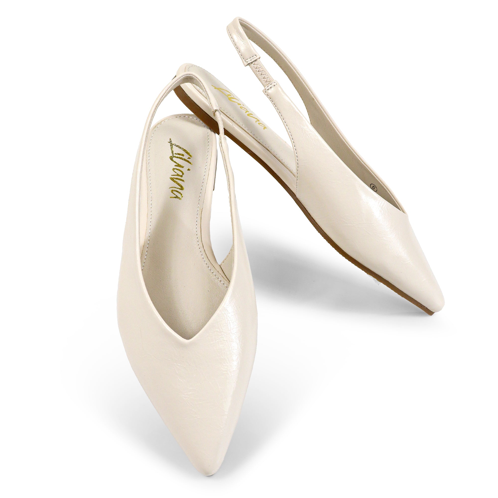 ADRIANA-1 CLOSED POINTED TOE SLINGBACK FLATS IVORY