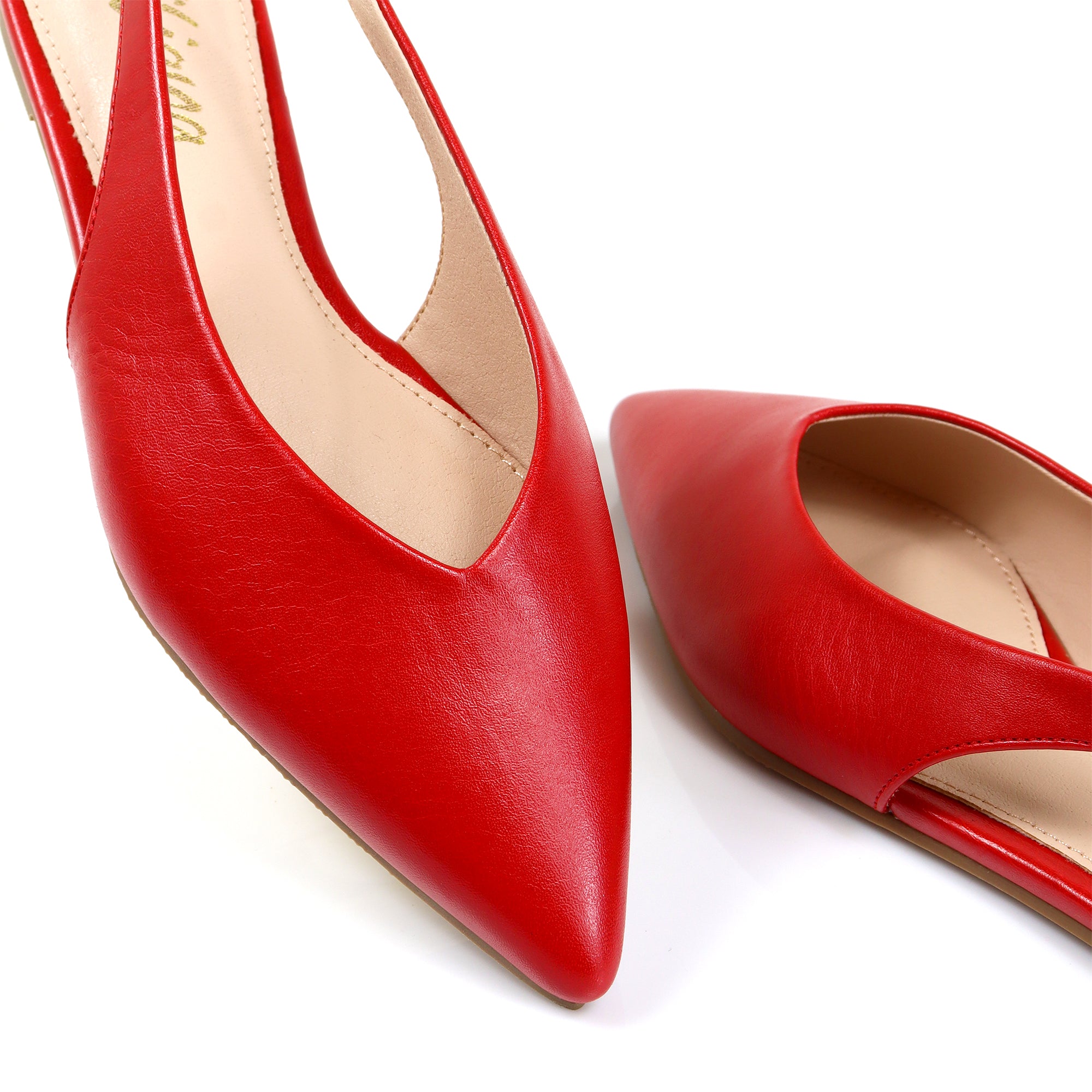 ADRIANA-1 CLOSED POINTED TOE SLINGBACK FLATS RED