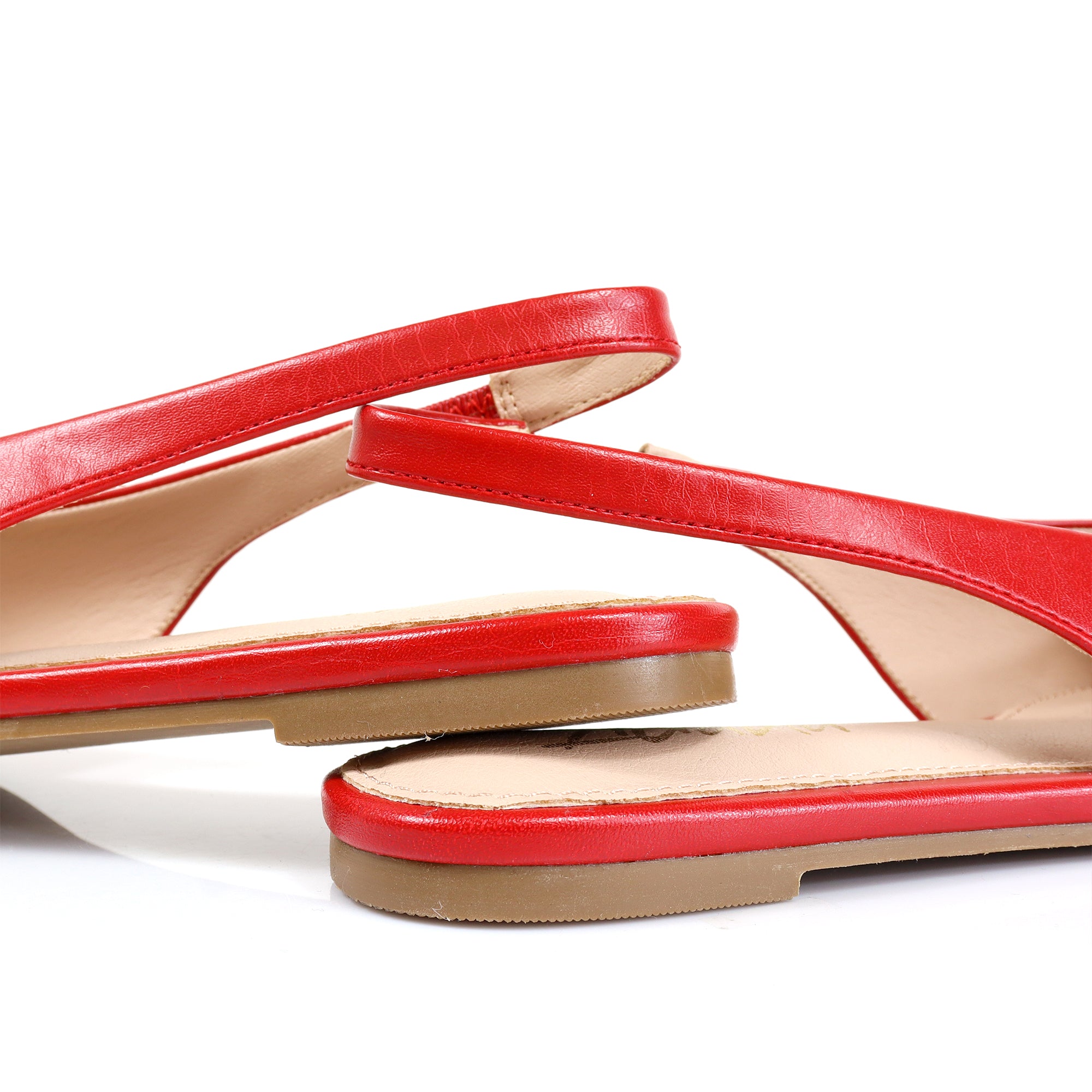 ADRIANA-1 CLOSED POINTED TOE SLINGBACK FLATS RED