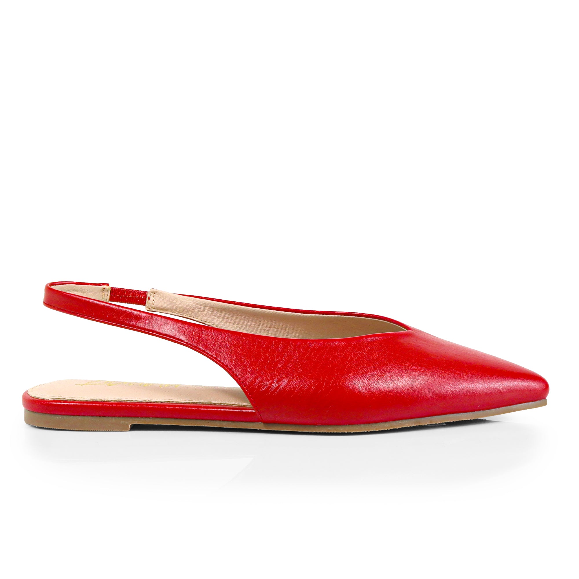 ADRIANA-1 CLOSED POINTED TOE SLINGBACK FLATS RED