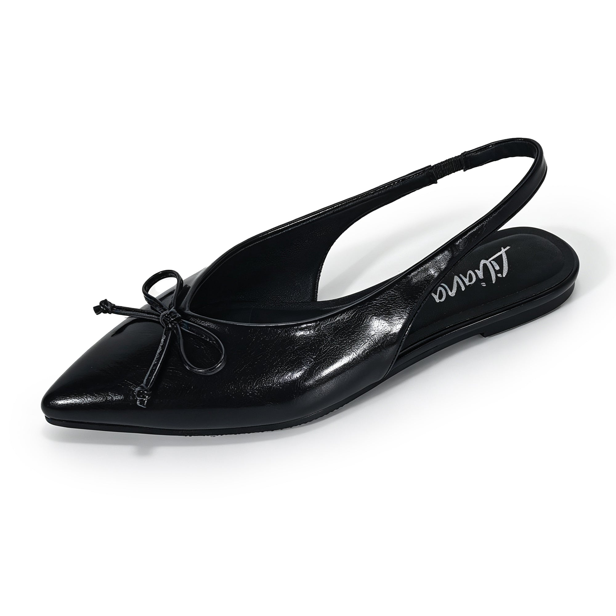 ADRIANA-2 KNOT BOW SLINGBACK W/ FLAT BLACK