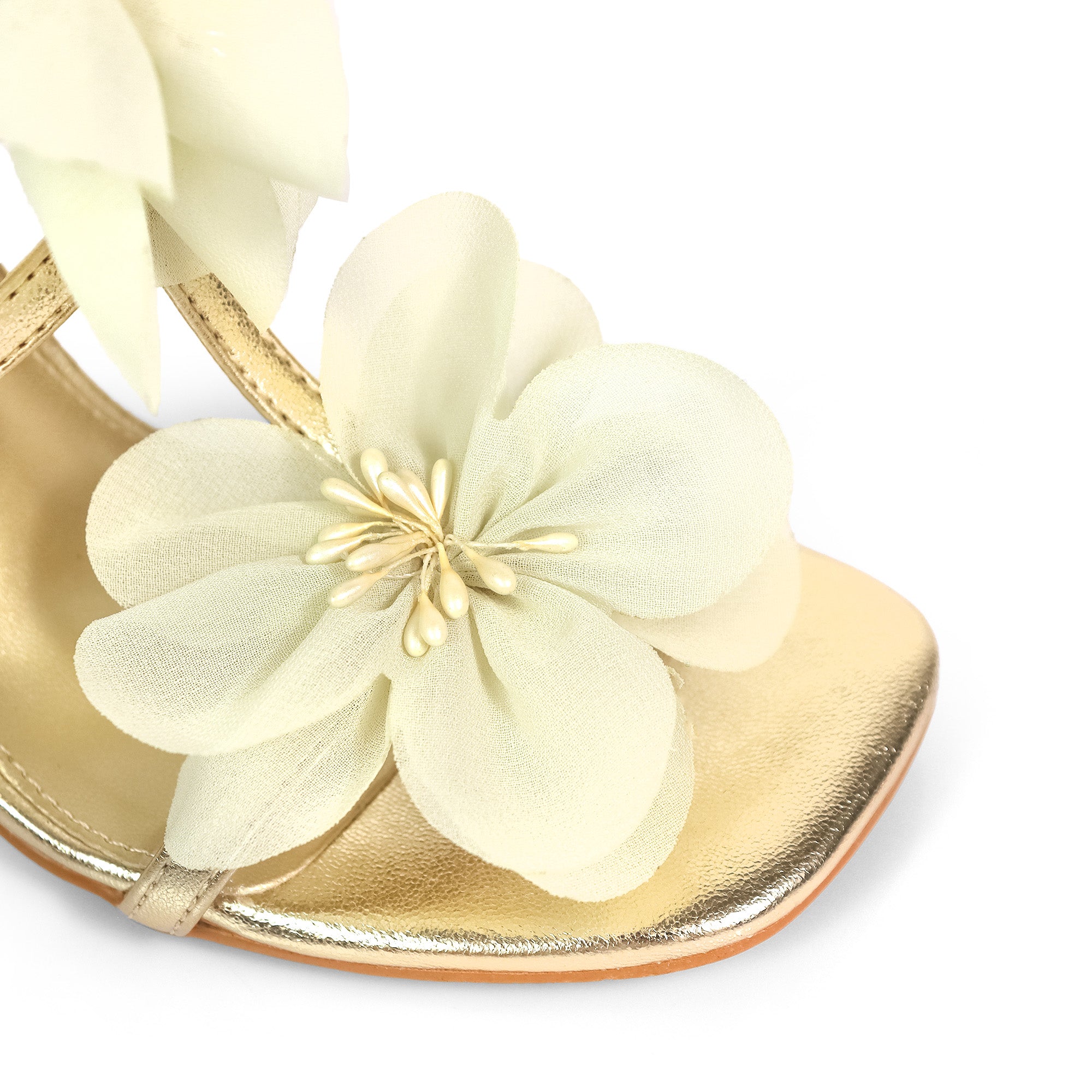 AGATHA-2 ELEGANT FLORAL STRAP SANDAL W/ HEEL GOLD