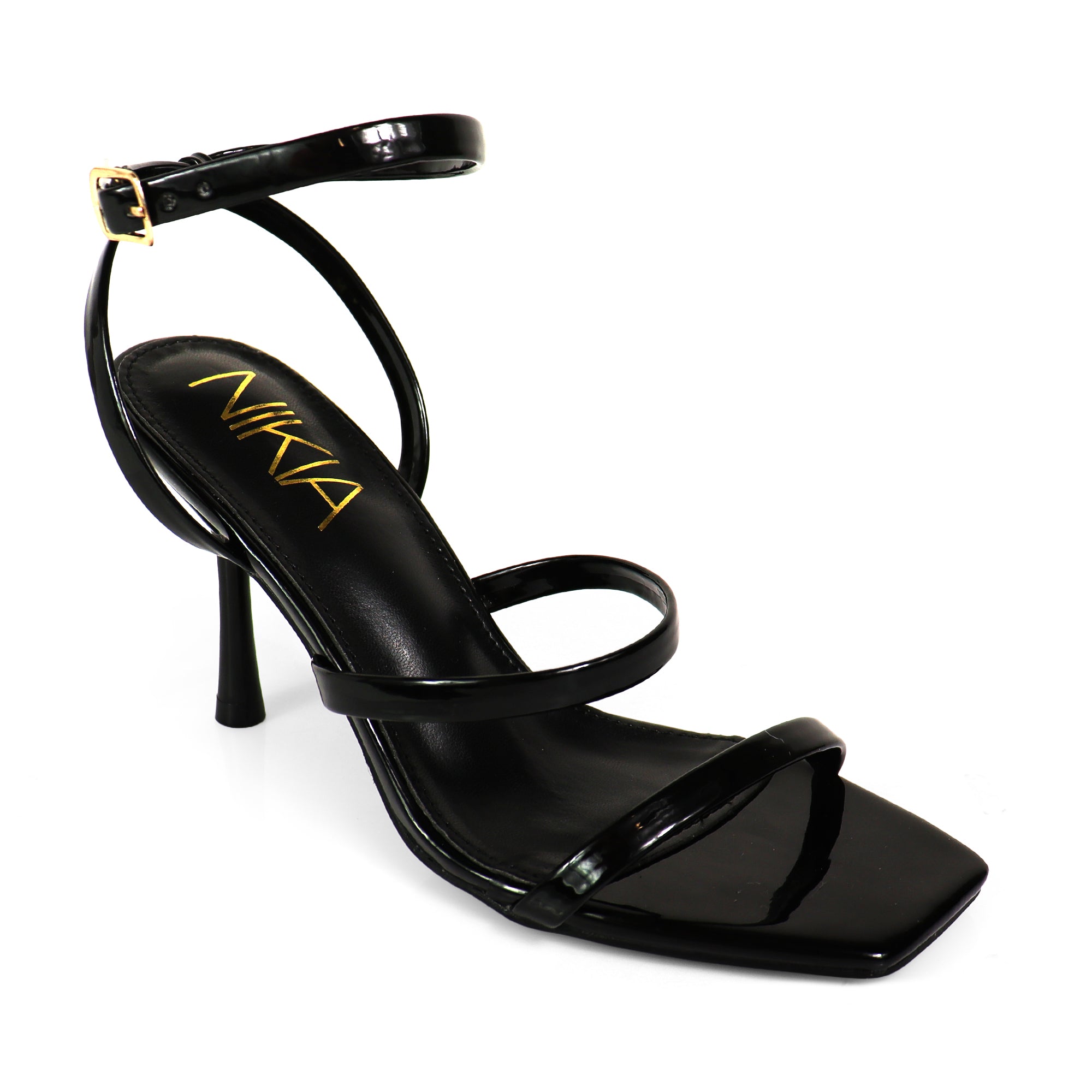 AGNES-2 OPEN TOE ANCKLE STRAPPY W/ HEEL BLACK