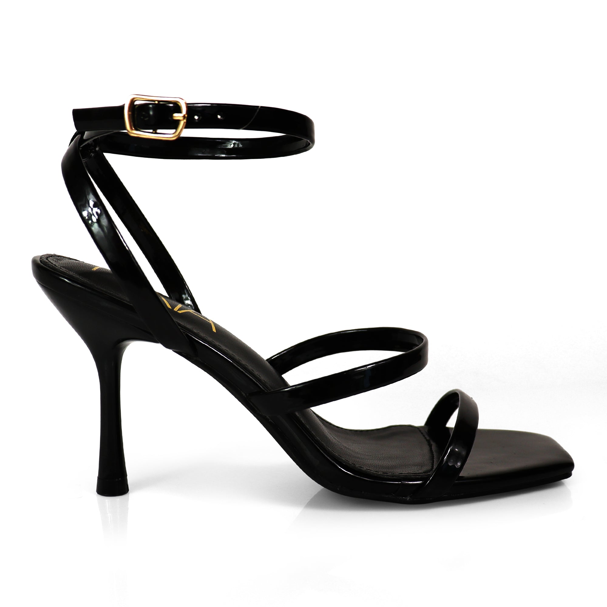 AGNES-2 OPEN TOE ANCKLE STRAPPY W/ HEEL BLACK