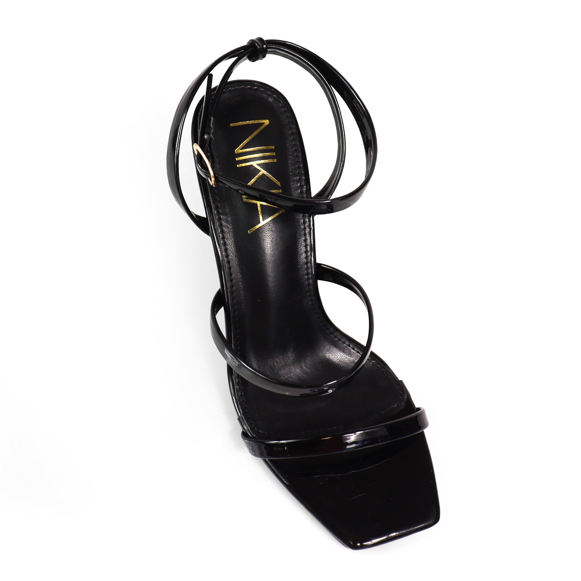 AGNES-2 OPEN TOE ANCKLE STRAPPY W/ HEEL BLACK