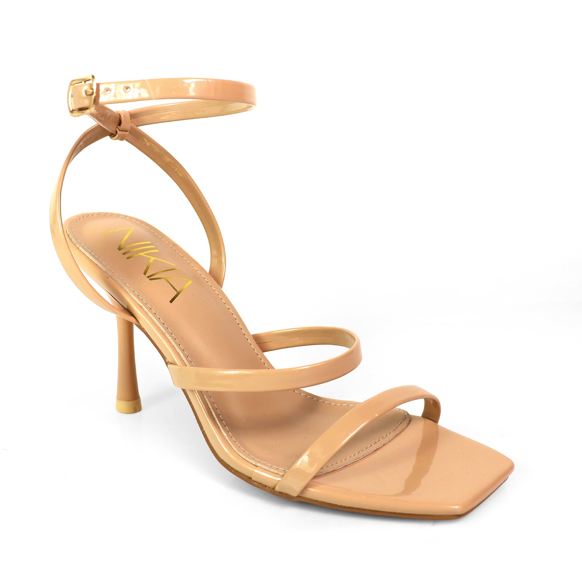 AGNES-2 OPEN TOE ANCKLE STRAPPY W/ HEEL NUDE