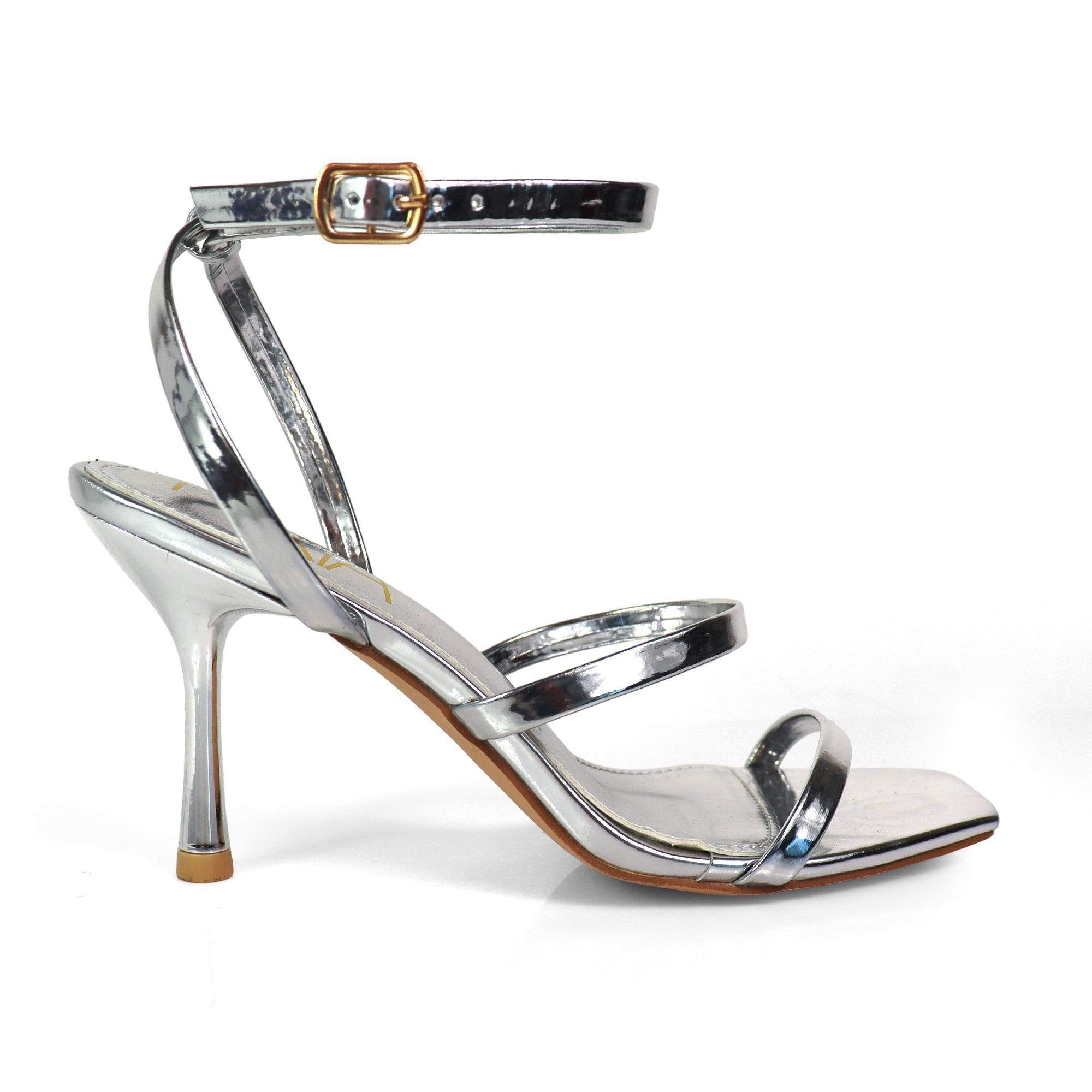 AGNES-2 OPEN TOE ANCKLE STRAPPY W/ HEEL SILV