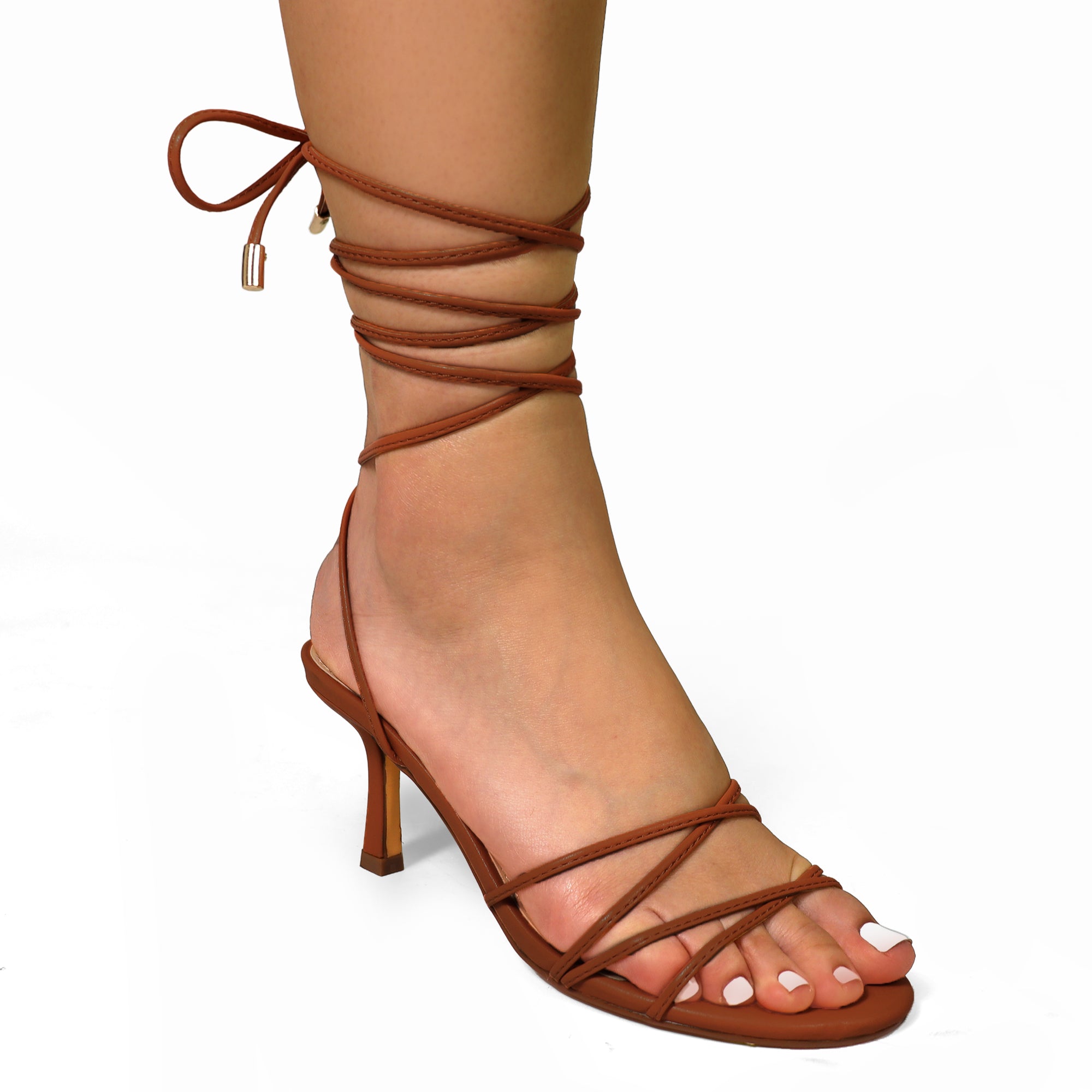 AIYANA-1 TINY STRAP LACE UP W/ HEEL MOCHA