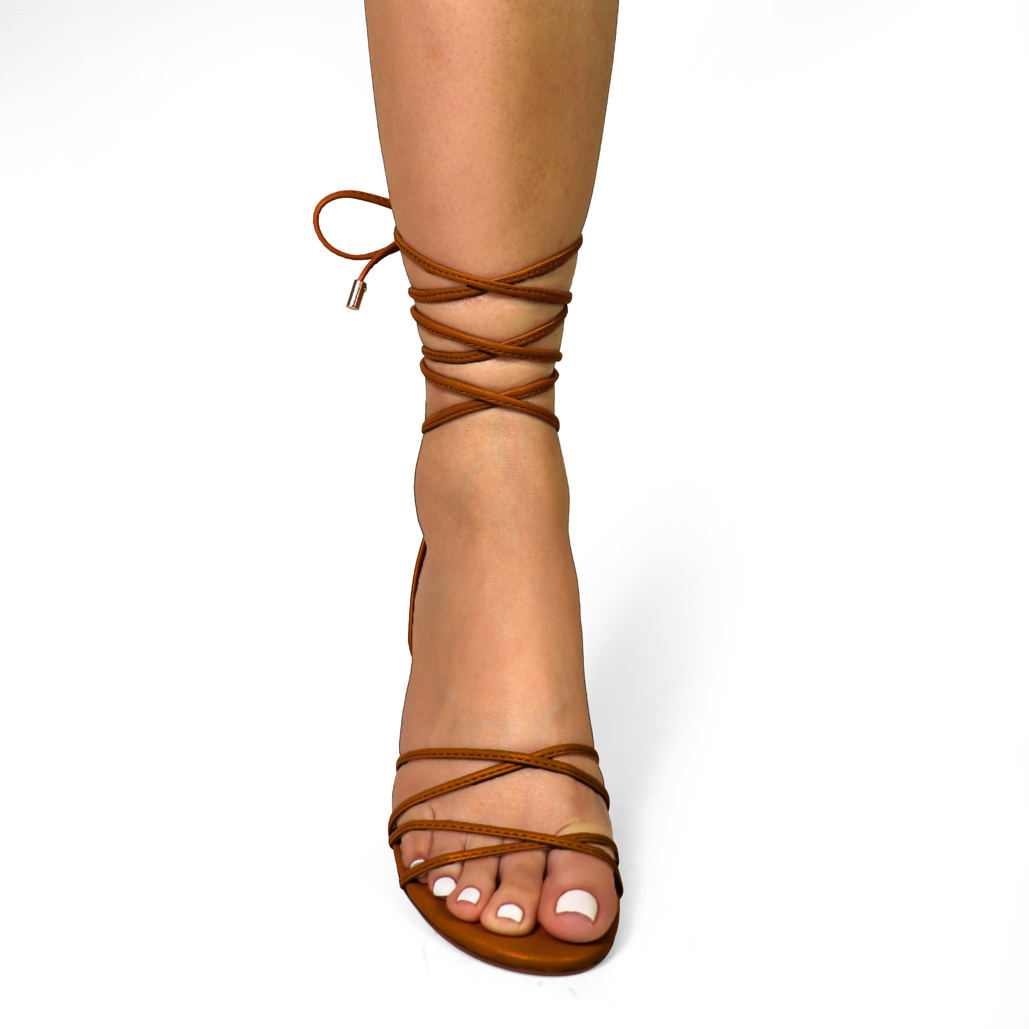 AIYANA-1 TINY STRAP LACE UP W/ HEEL MOCHA