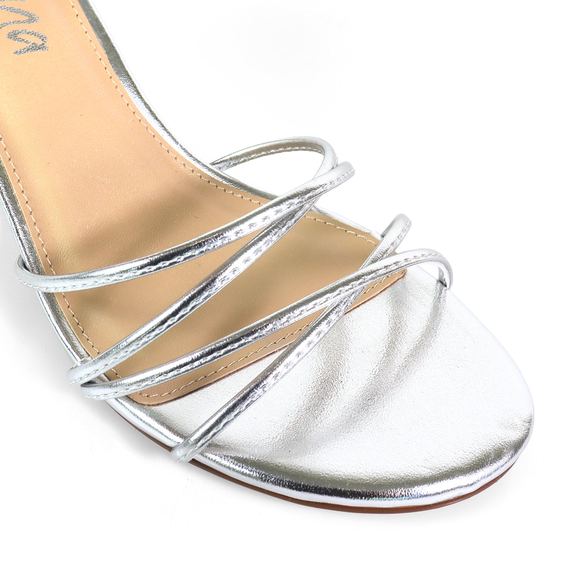 AIYANA-1 TINY STRAP LACE UP W/ HEEL SILVER