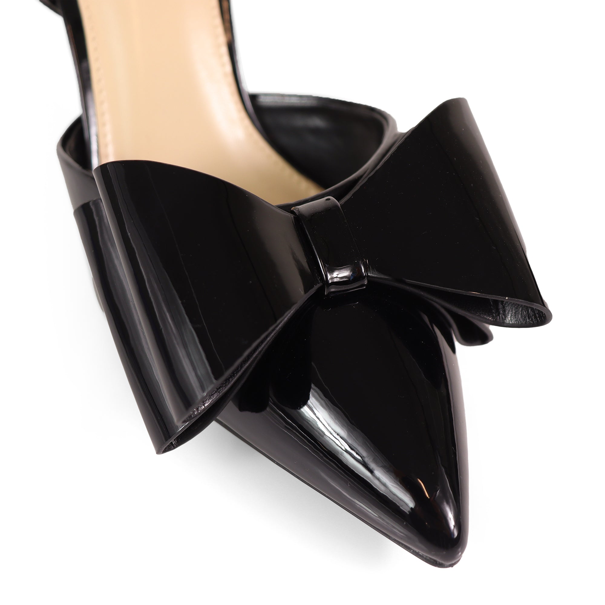 ALAIA-17 POINTED TOE BOW ANKLE STRAP BOW W/ HEEL BLACK