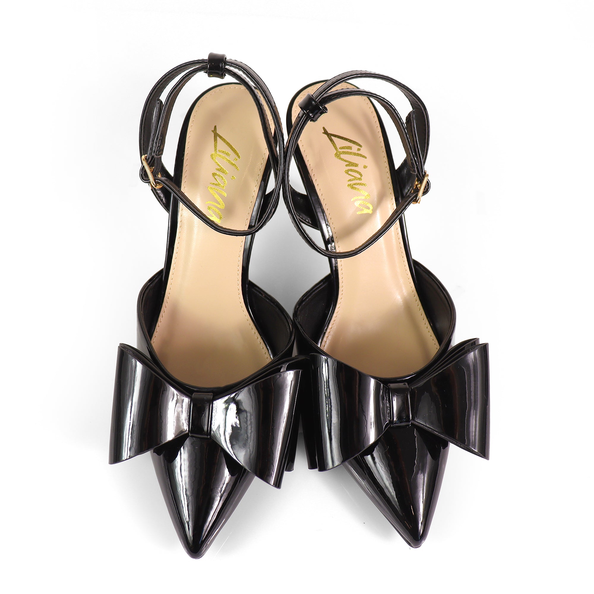 ALAIA-17 POINTED TOE BOW ANKLE STRAP BOW W/ HEEL BLACK