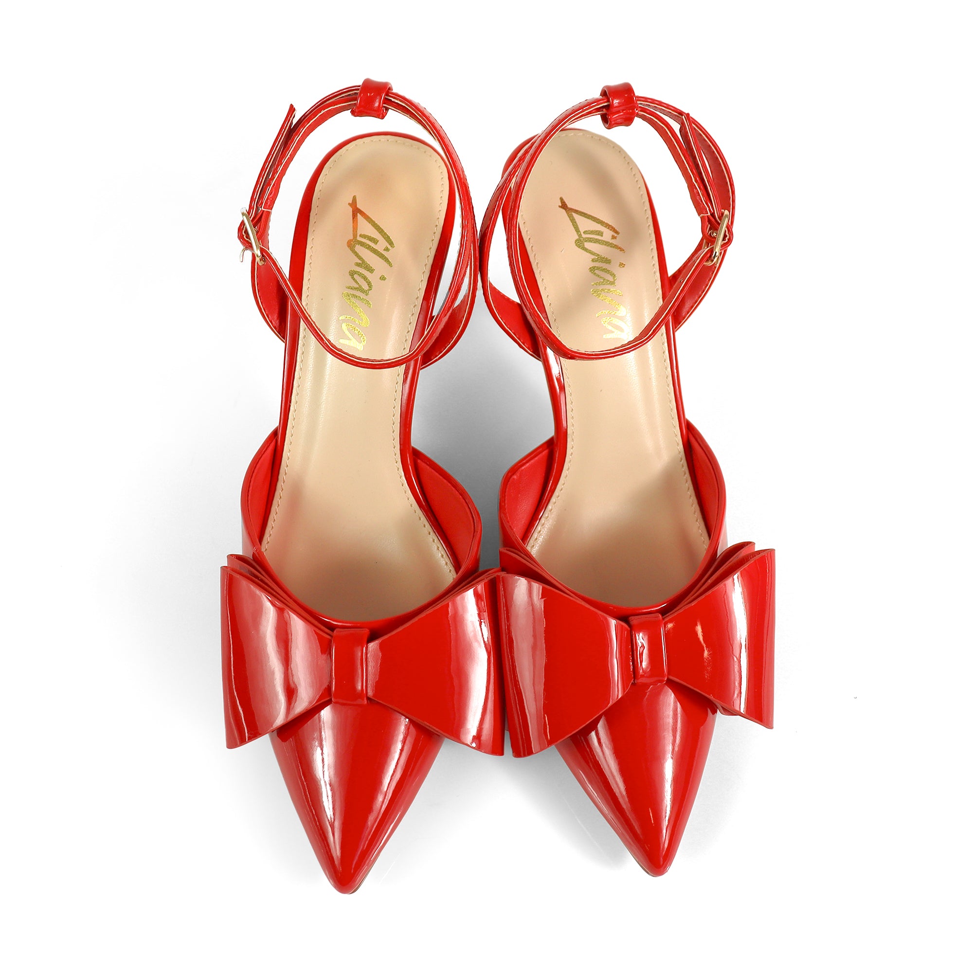 ALAIA-17 POINTED TOE BOW ANKLE STRAP BOW W/ HEEL RED