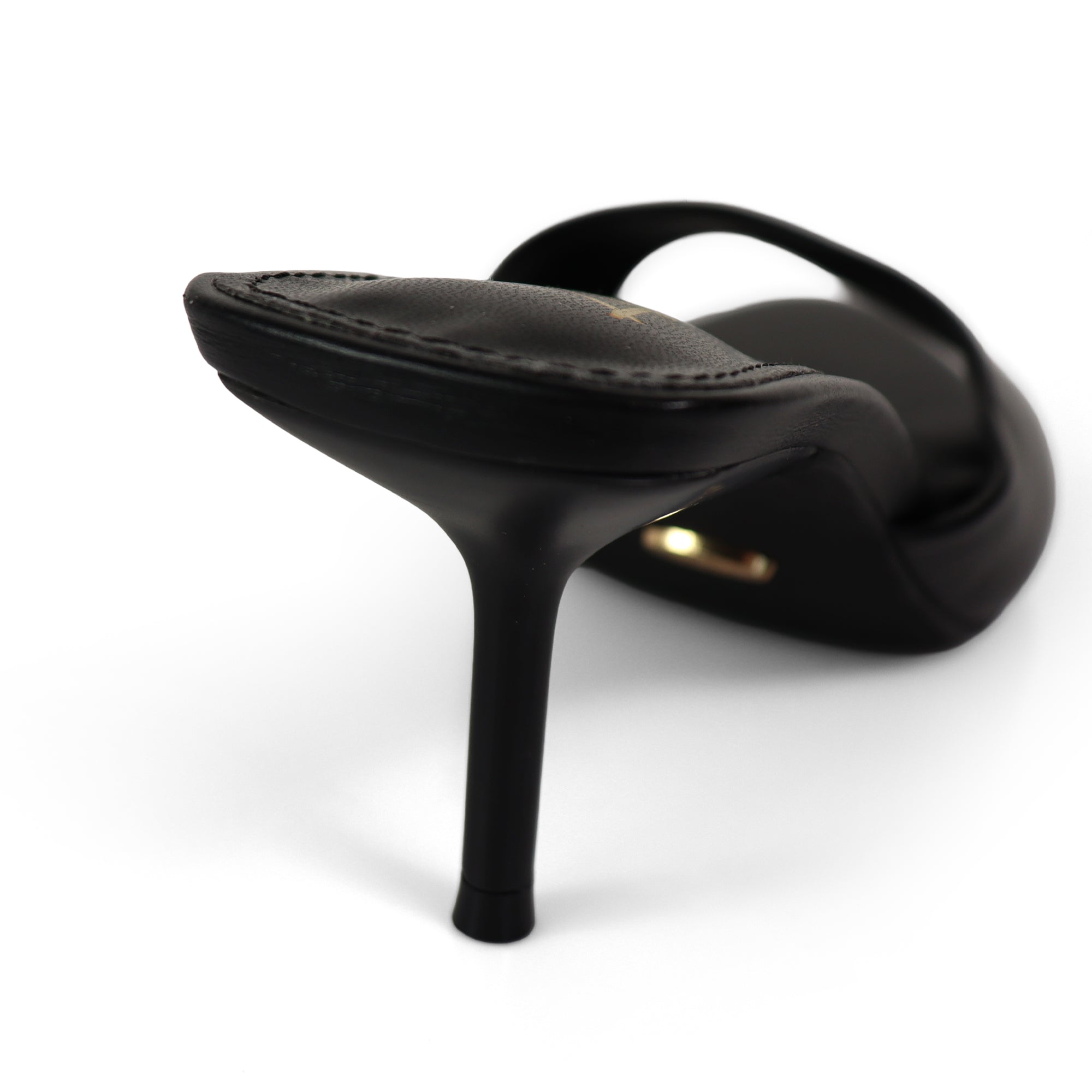 ALAINA-1 POINTED TOE MULE W/ KITTEN HEEL BLACK PU