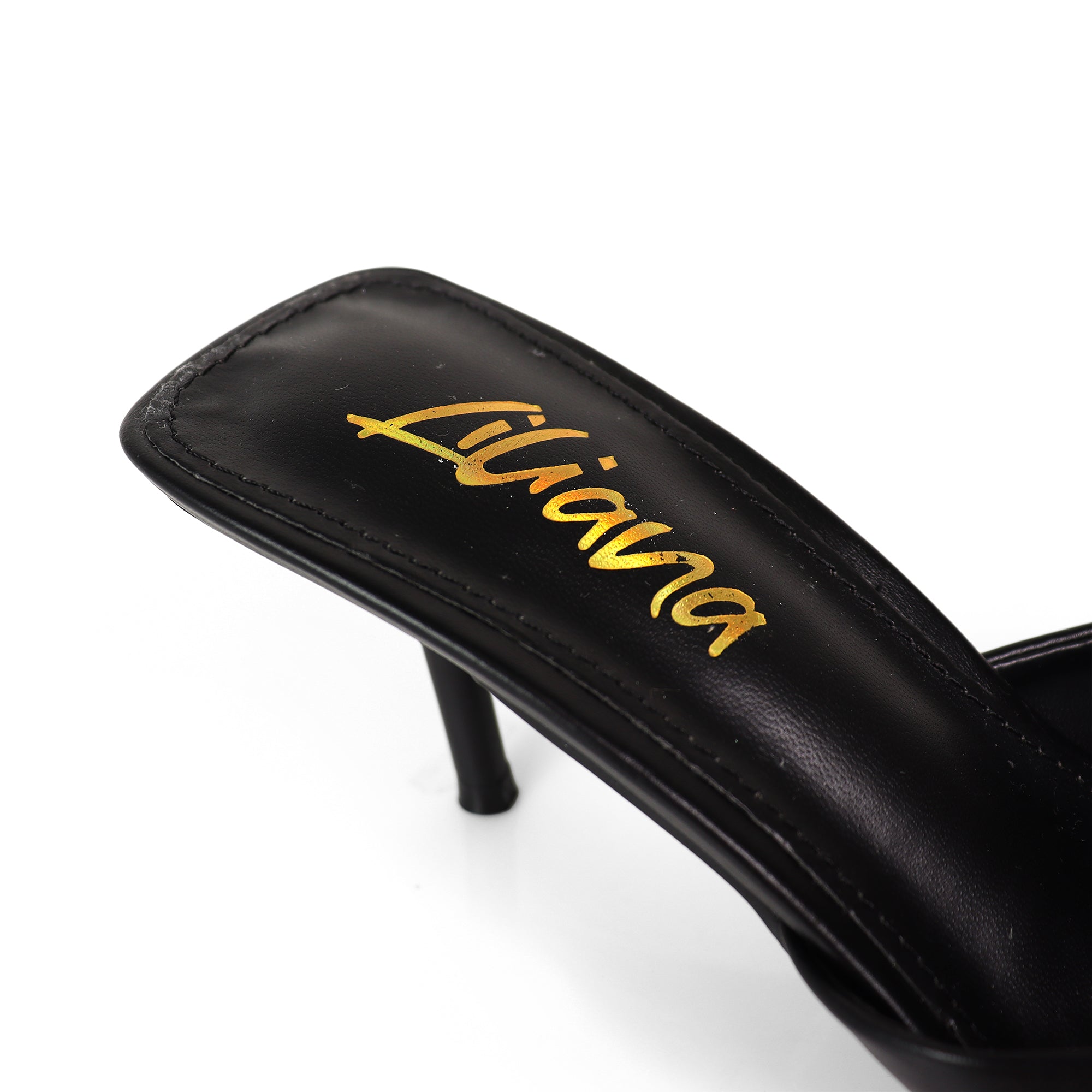 ALAINA-1 POINTED TOE MULE W/ KITTEN HEEL BLACK PU