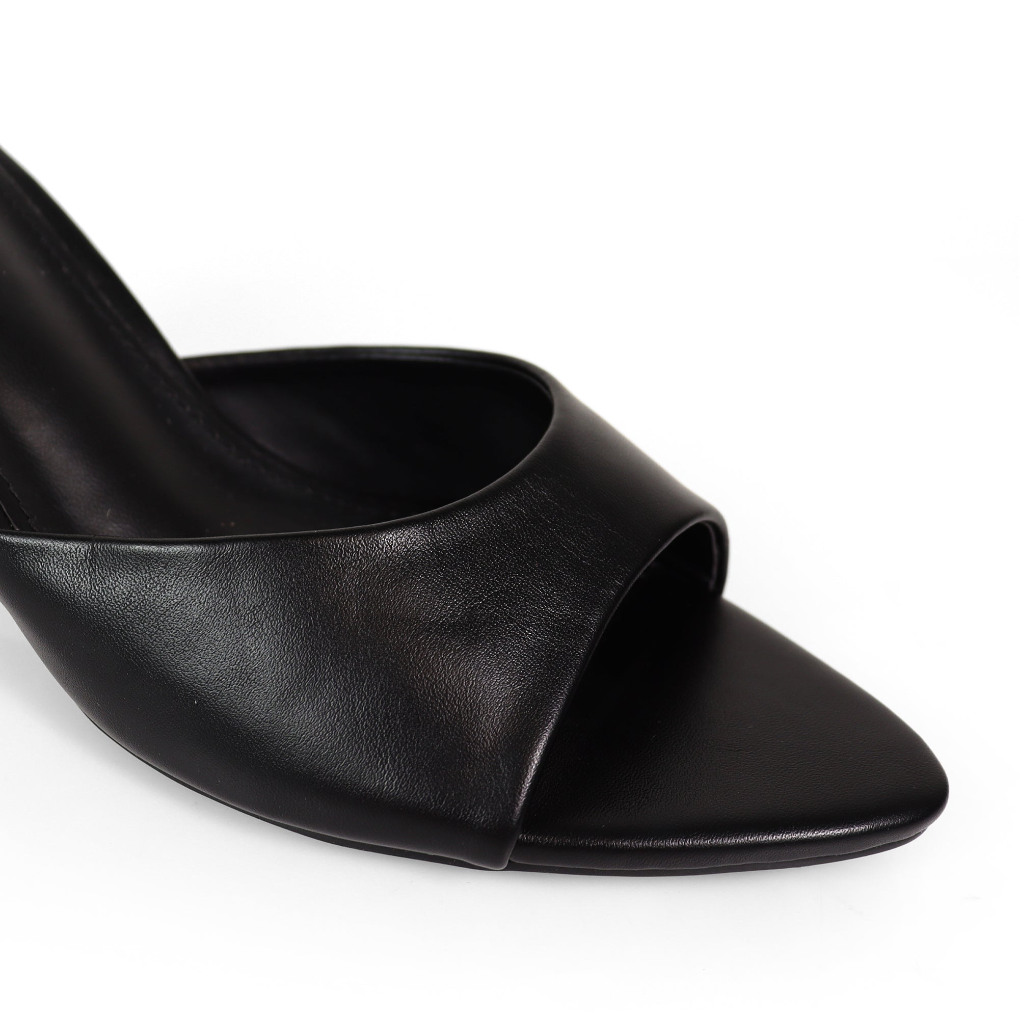 ALAINA-1 POINTED TOE MULE W/ KITTEN HEEL BLACK PU