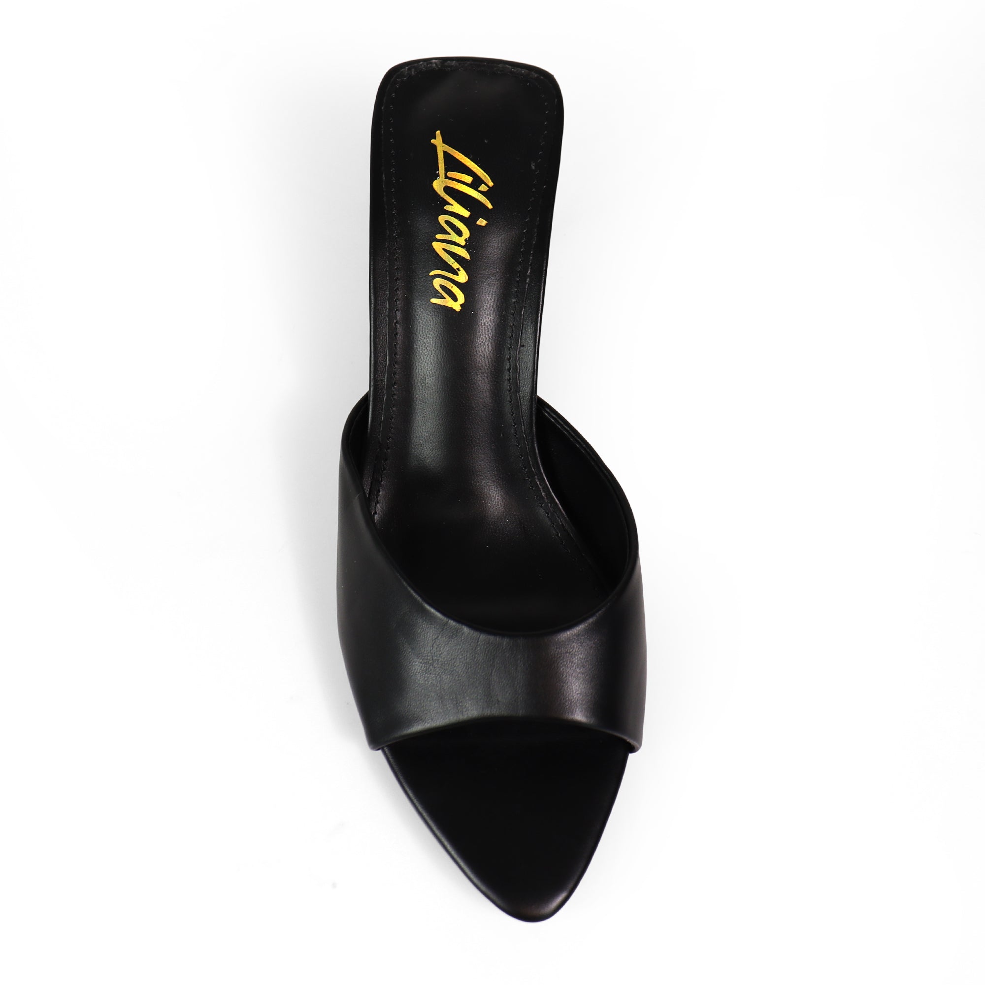 ALAINA-1 POINTED TOE MULE W/ KITTEN HEEL BLACK PU
