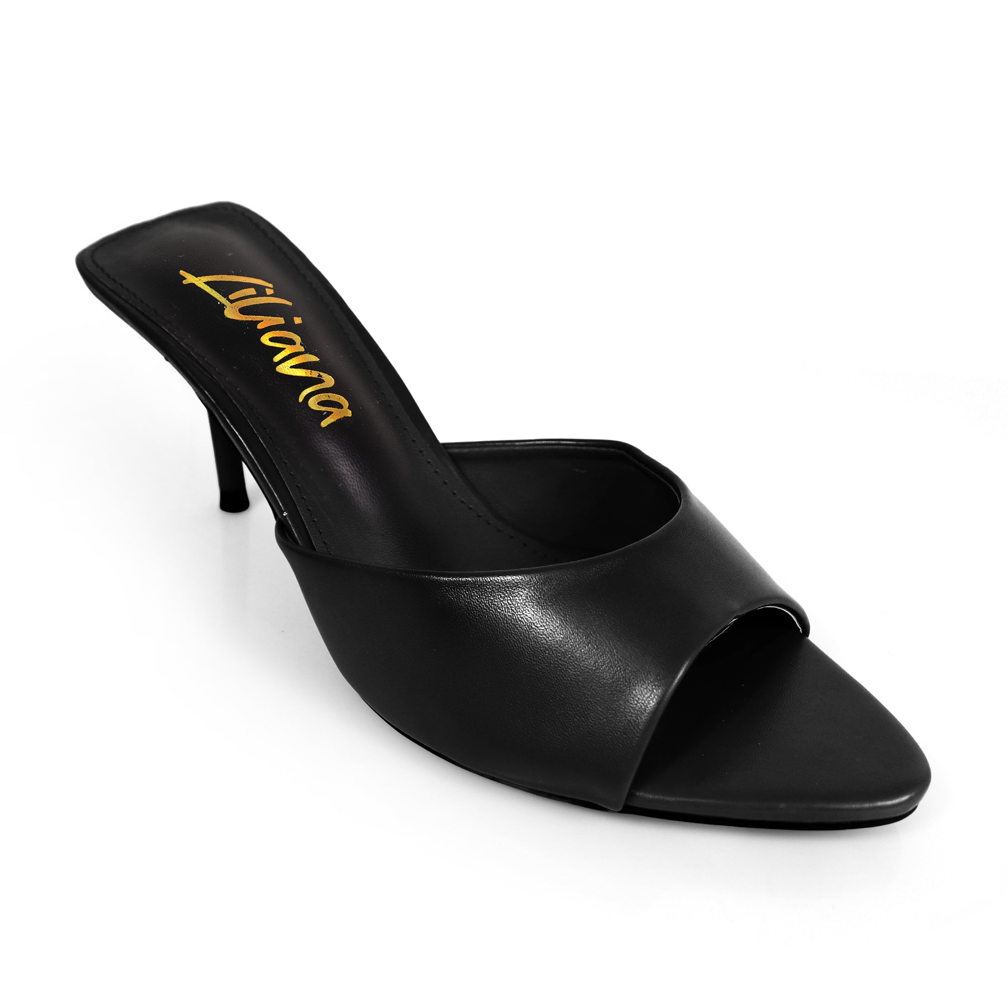 ALAINA-1 POINTED TOE MULE W/ KITTEN HEEL BLACK PU