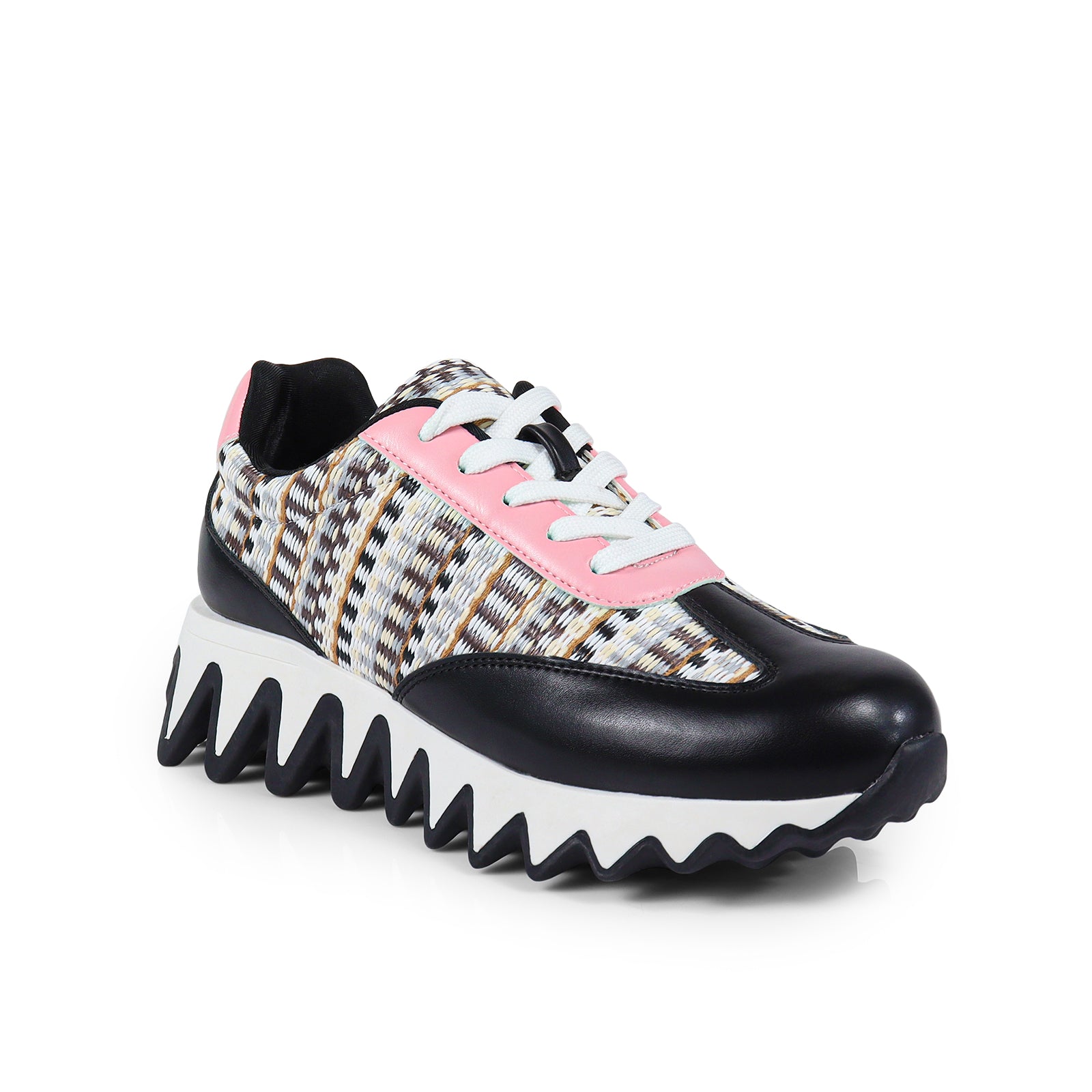 ALESSIA-2 RAFFIA TEETH OUTSOLE SNEAKERS BLACK