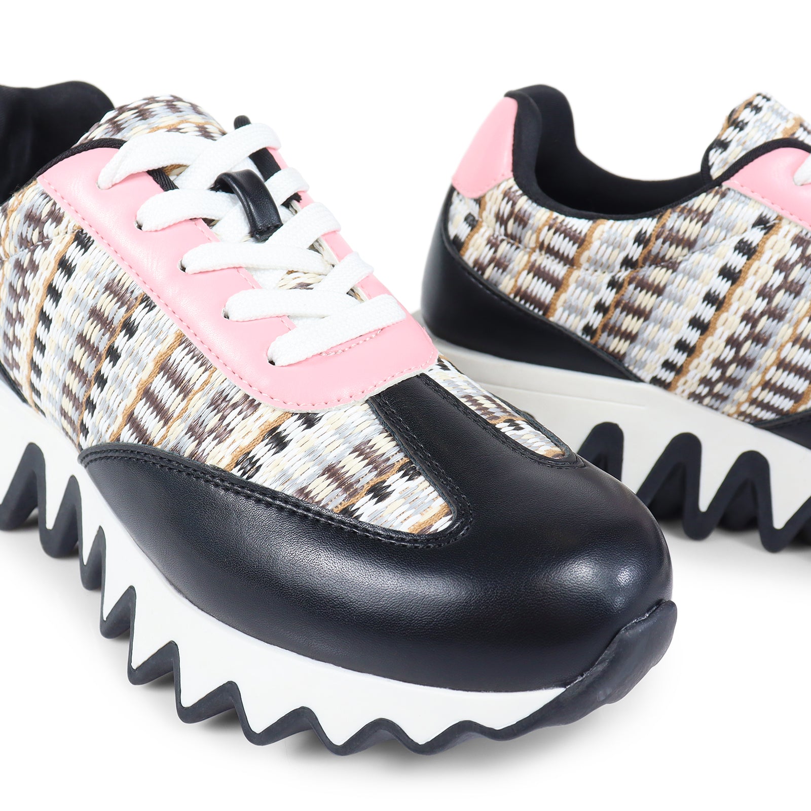 ALESSIA-2 RAFFIA TEETH OUTSOLE SNEAKERS BLACK