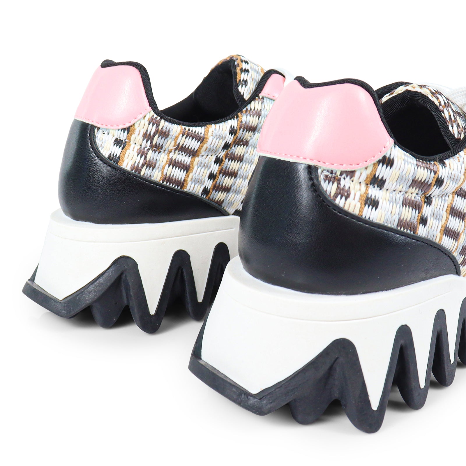 ALESSIA-2 RAFFIA TEETH OUTSOLE SNEAKERS BLACK