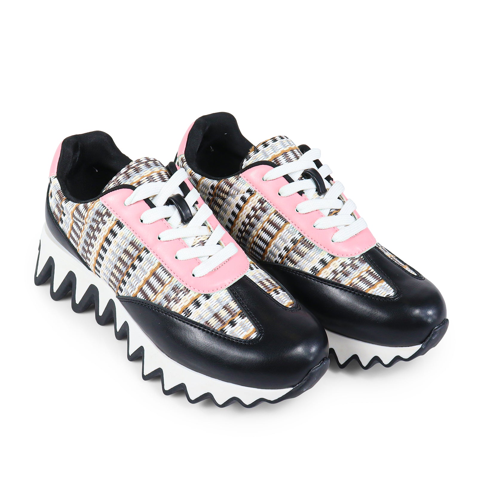 ALESSIA-2 RAFFIA TEETH OUTSOLE SNEAKERS BLACK
