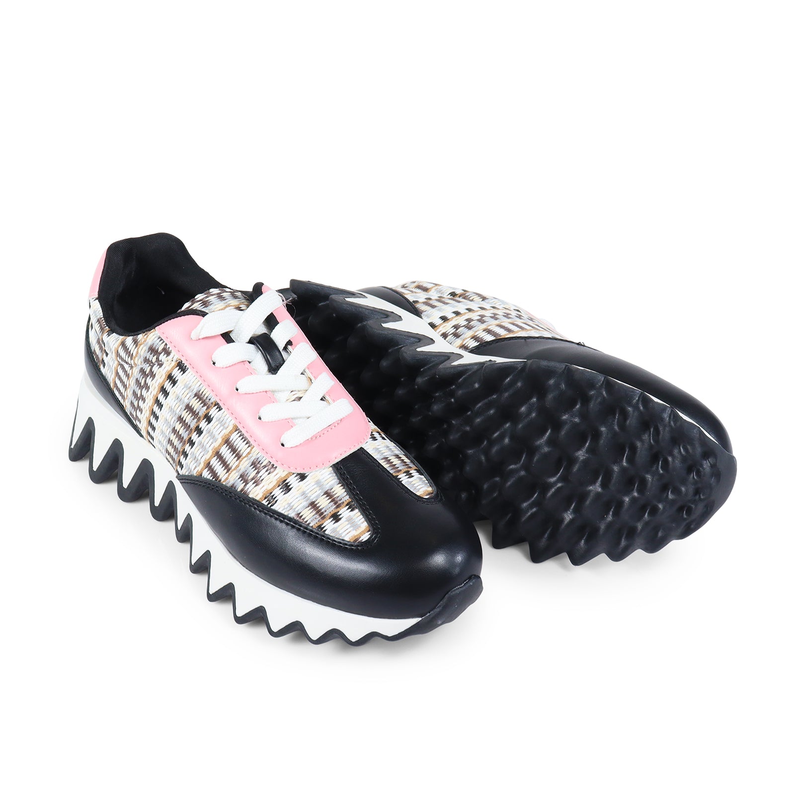 ALESSIA-2 RAFFIA TEETH OUTSOLE SNEAKERS BLACK